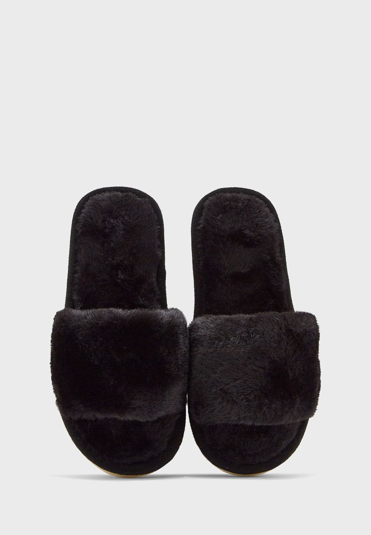 Furry Bedroom Slippers, Eye Cover And Scrunchie Gift Set