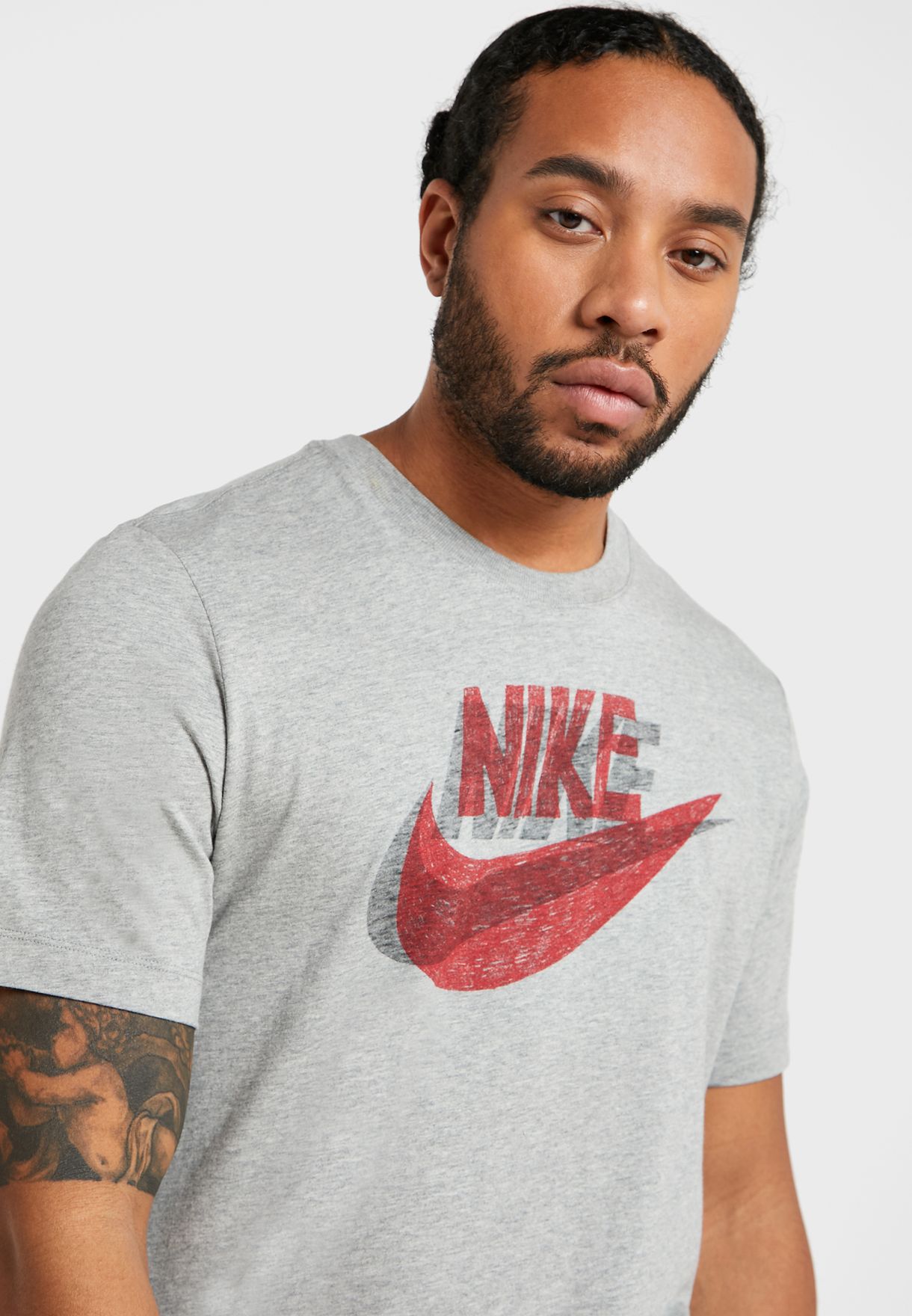 Buy Nike grey NSW Hand Drawn Logo T-Shirt for Men in MENA, Worldwide