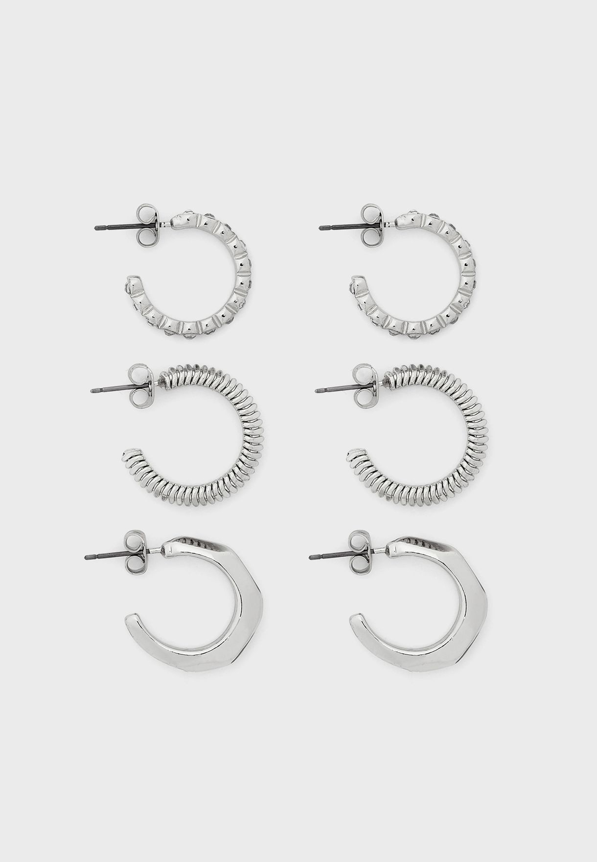 multipack silver hoop earrings