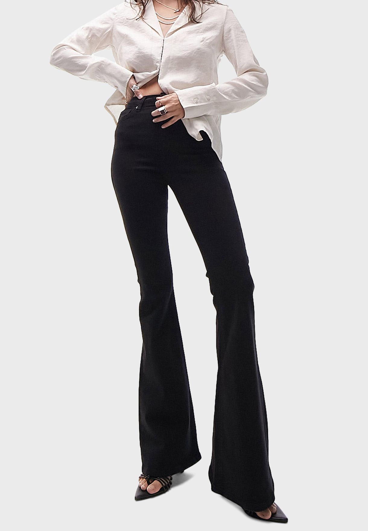 topshop black flared jeans