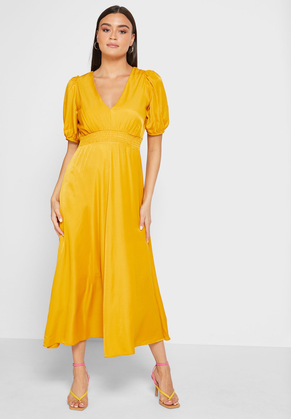 Buy Ella yellow Puff Sleeve Dress for ...