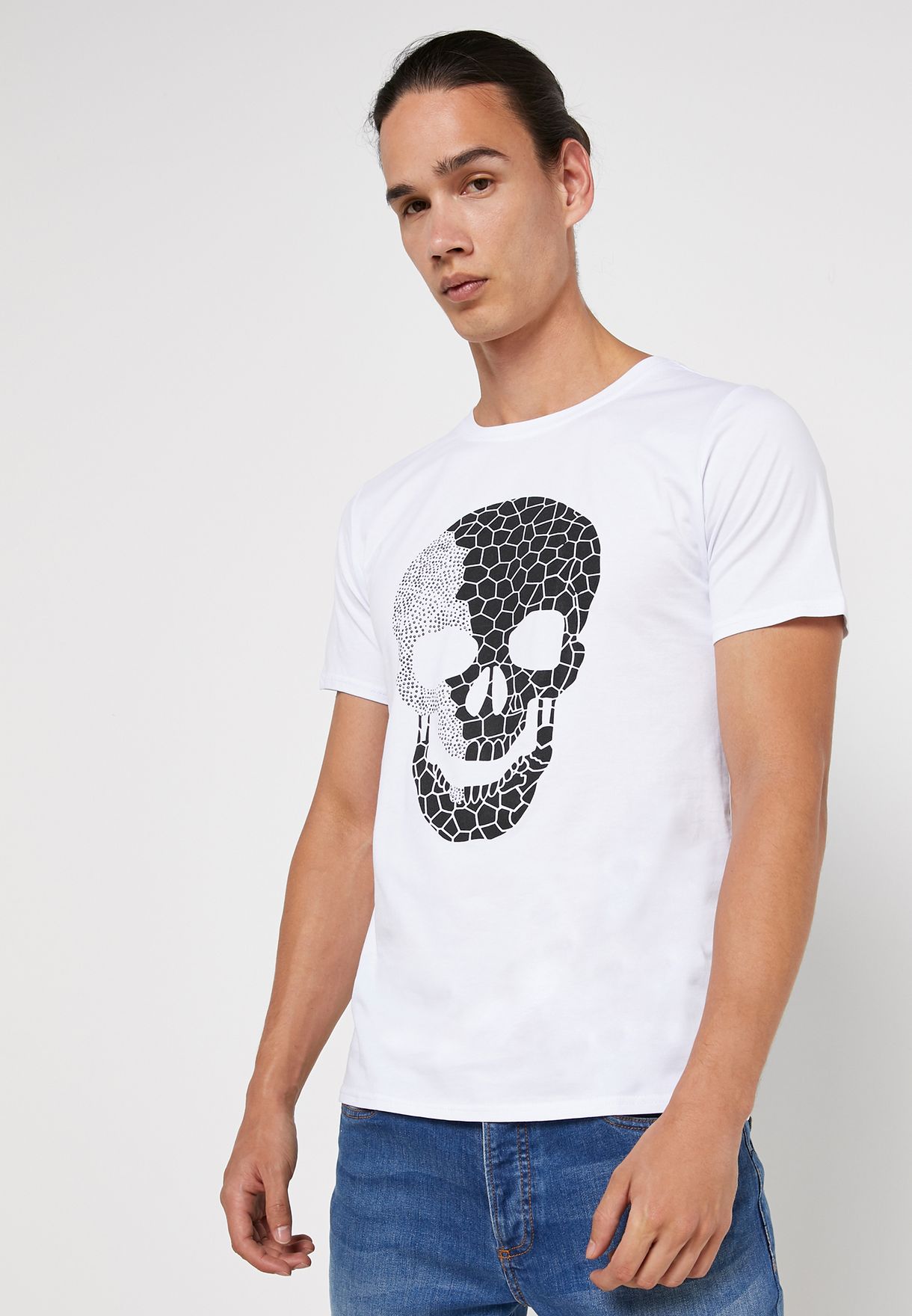 Buy Seventy five white Skull Print T-shirt for Men in MENA, Worldwide