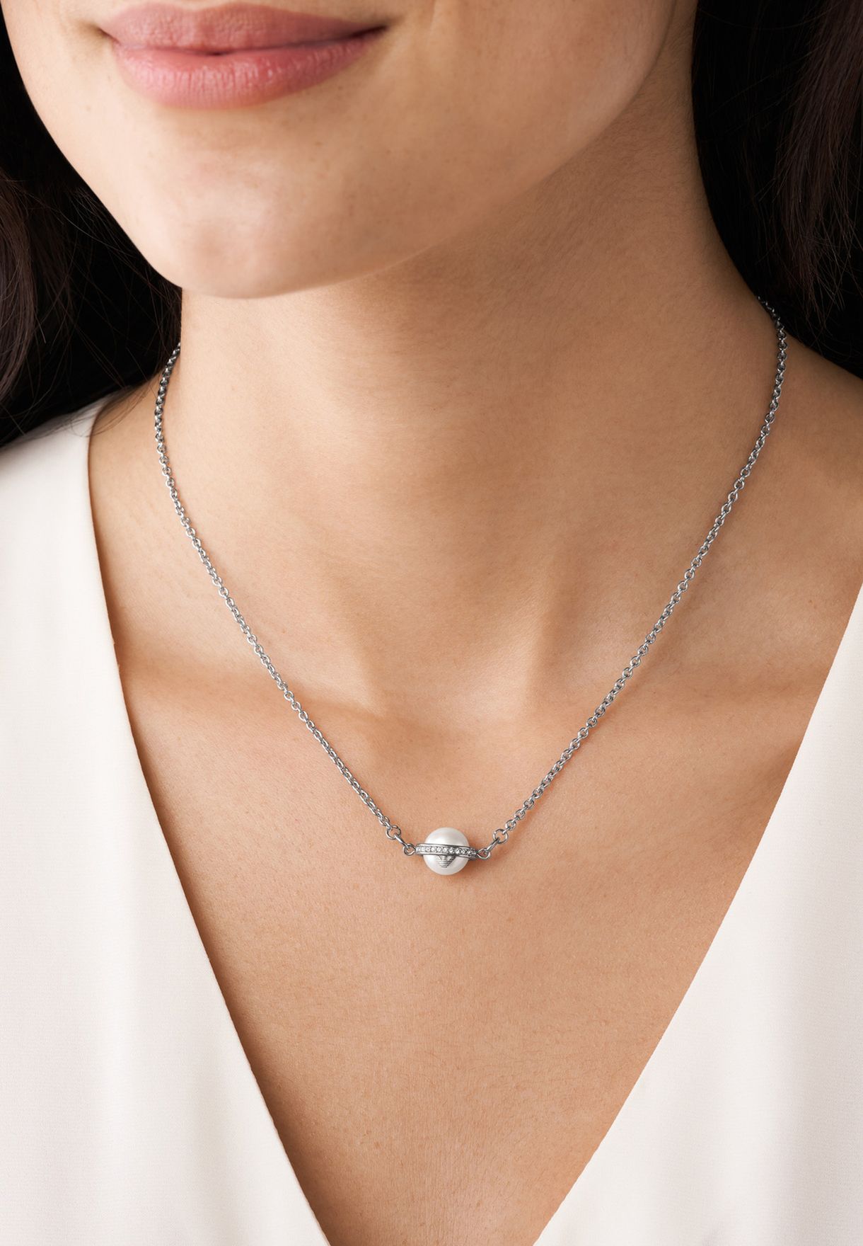 Buy Emporio Armani silver Chain Necklace for Women in Riyadh, Jeddah