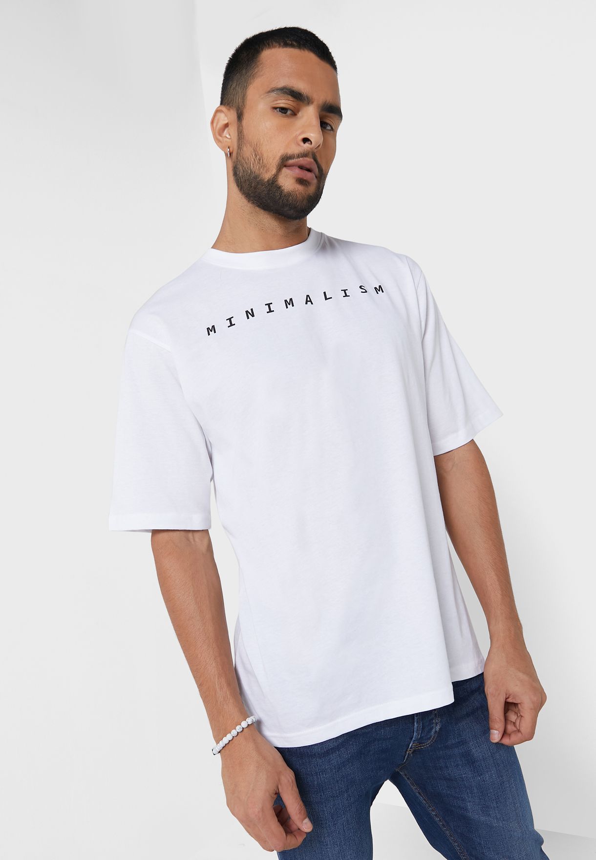 Buy Seventy five white Minimalism Oversize Print T Shirt for Men in ...