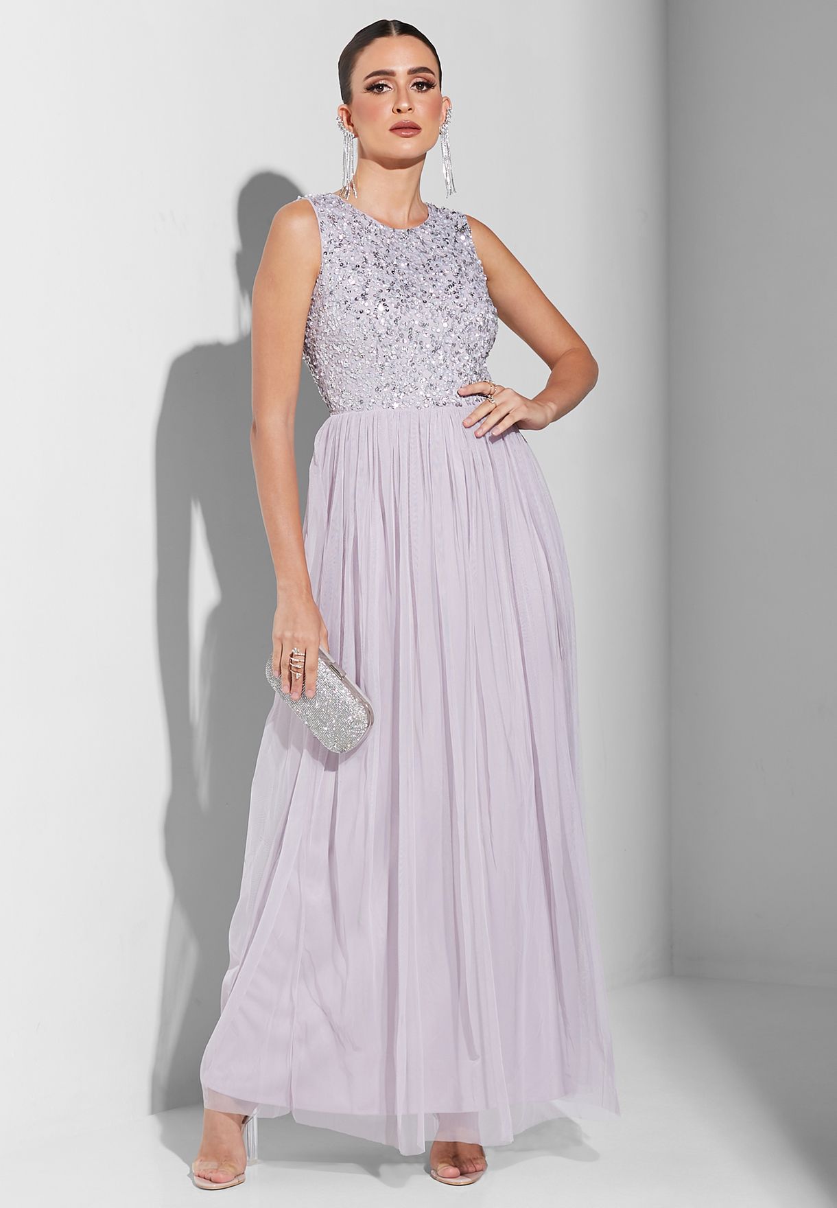 Sequined Bodice Maxi Dress