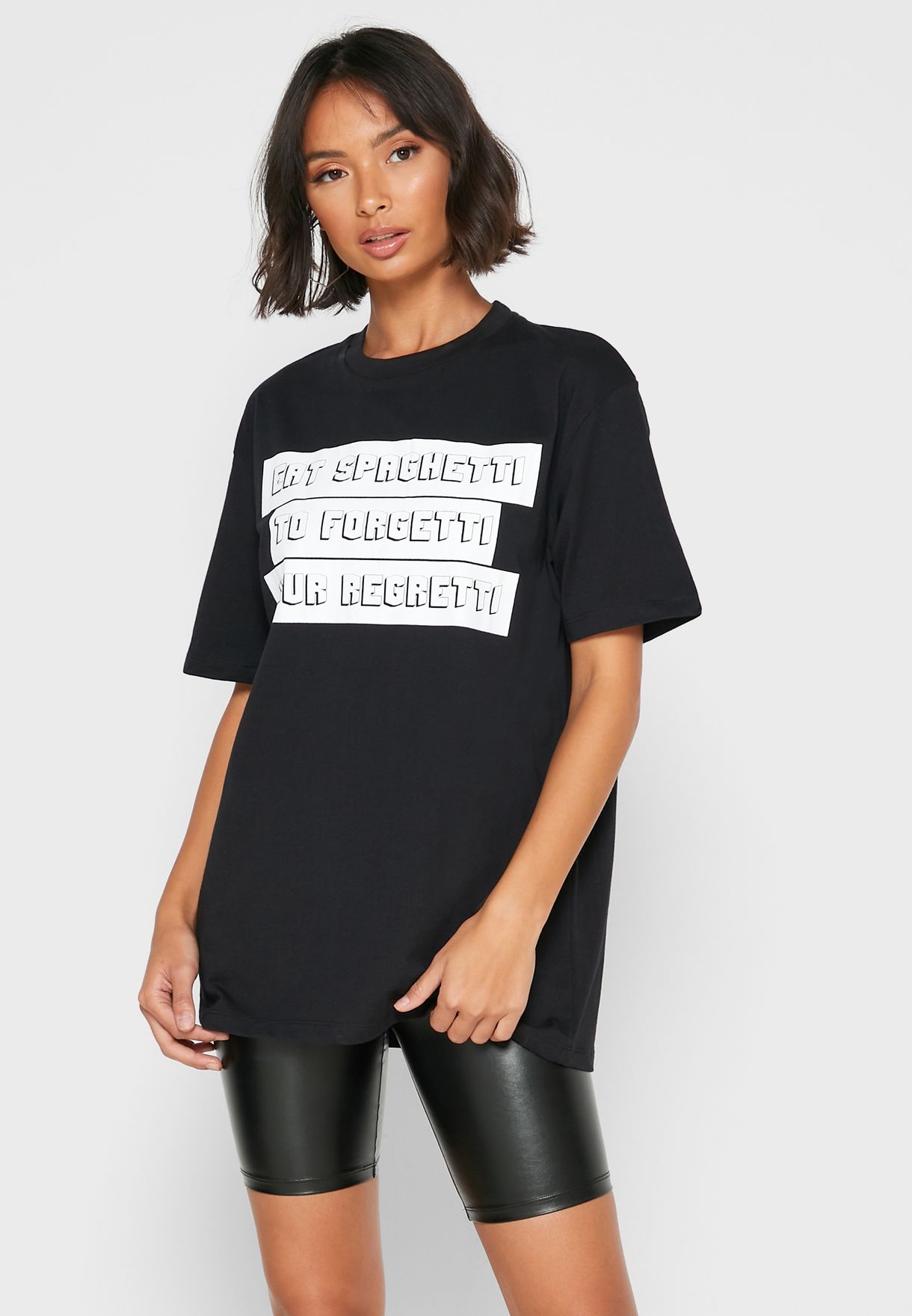 black slogan t shirt