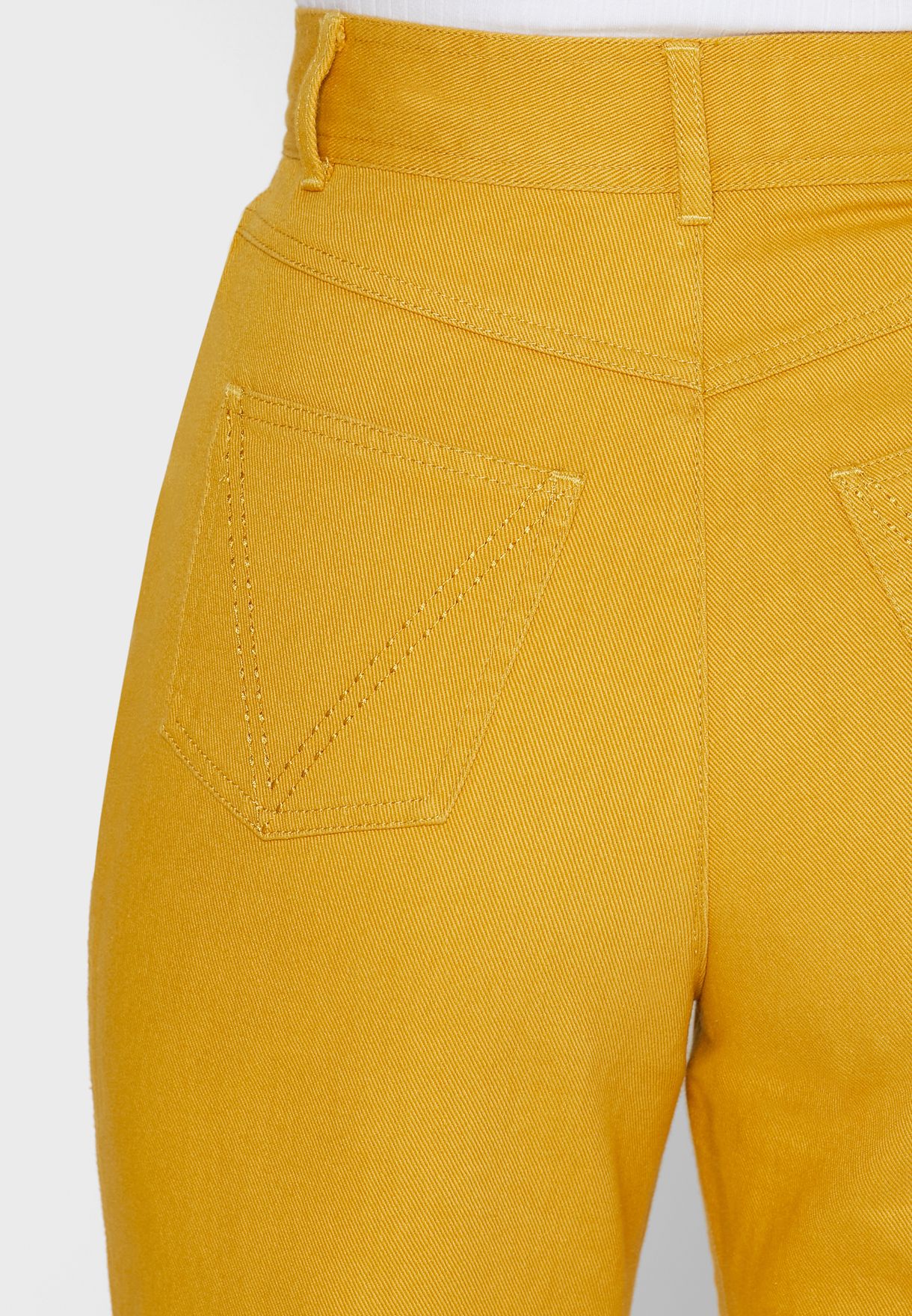 yellow cropped jeans