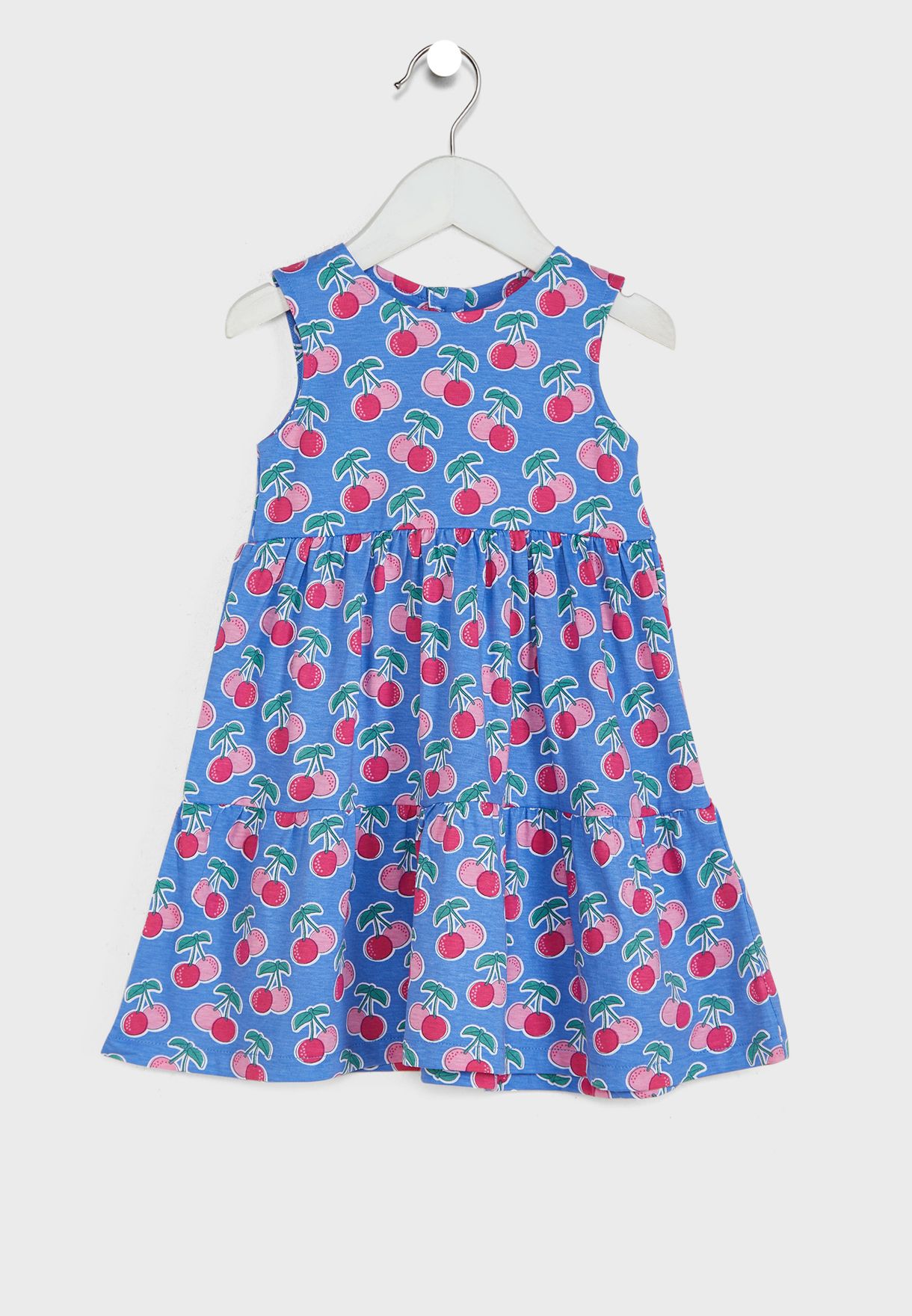 Kids Cherry Print Tiered Dress