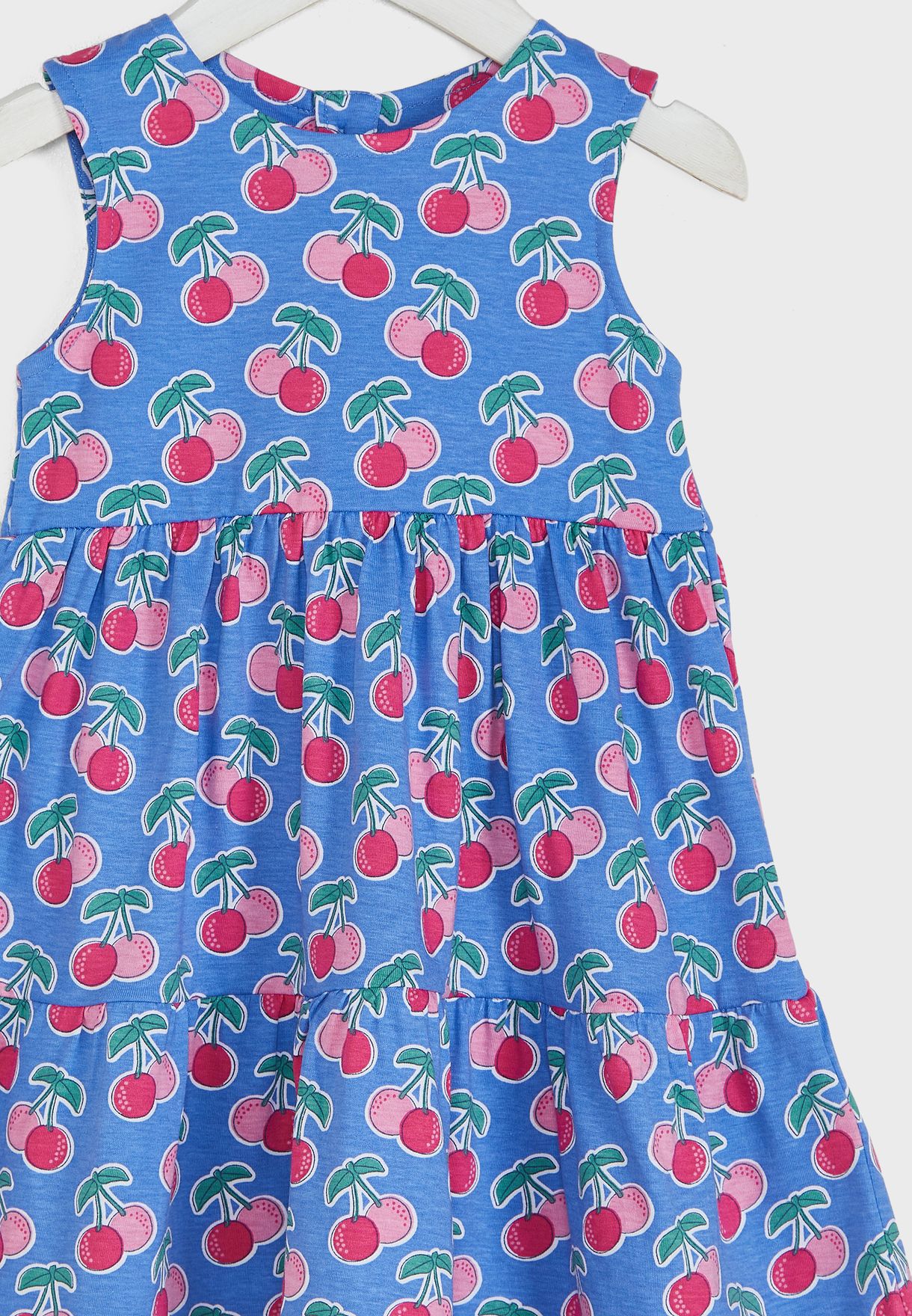 Kids Cherry Print Tiered Dress