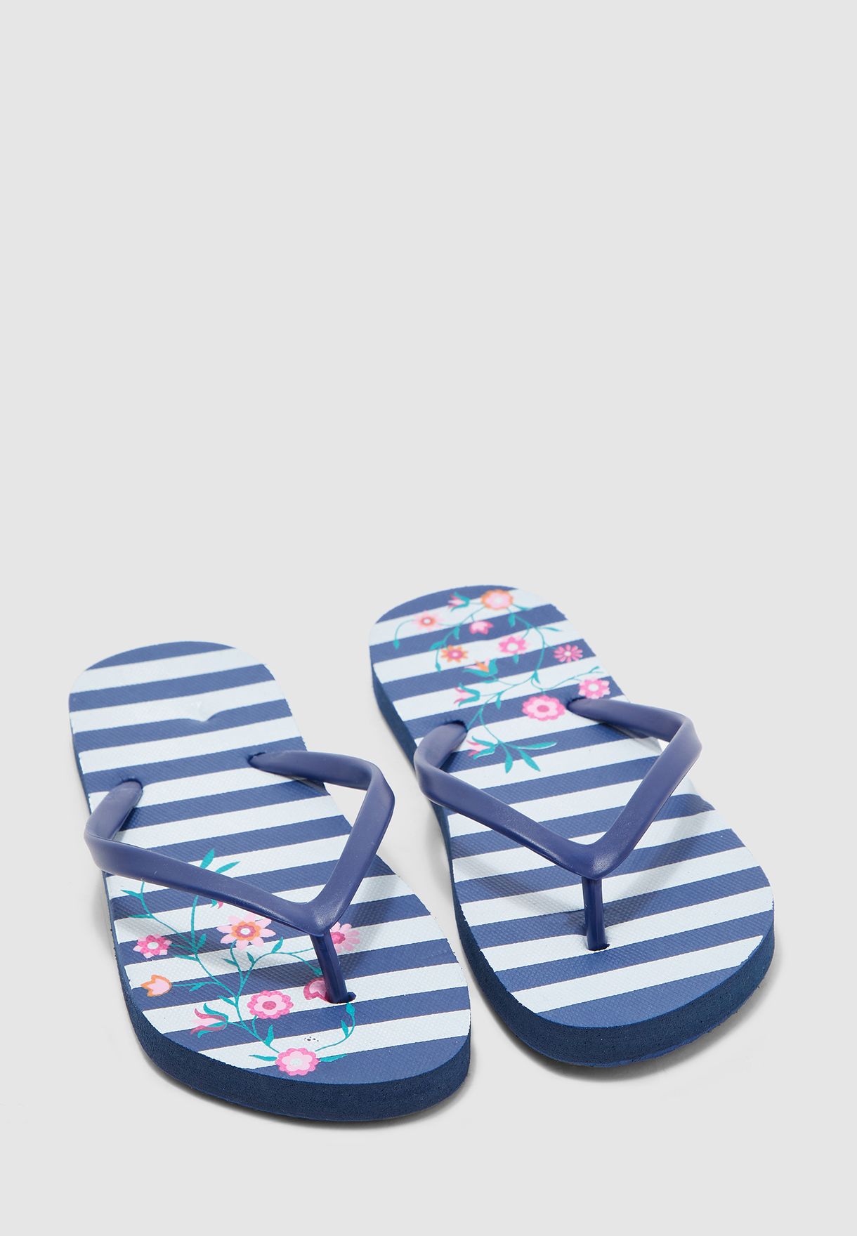 floral print flip flops
