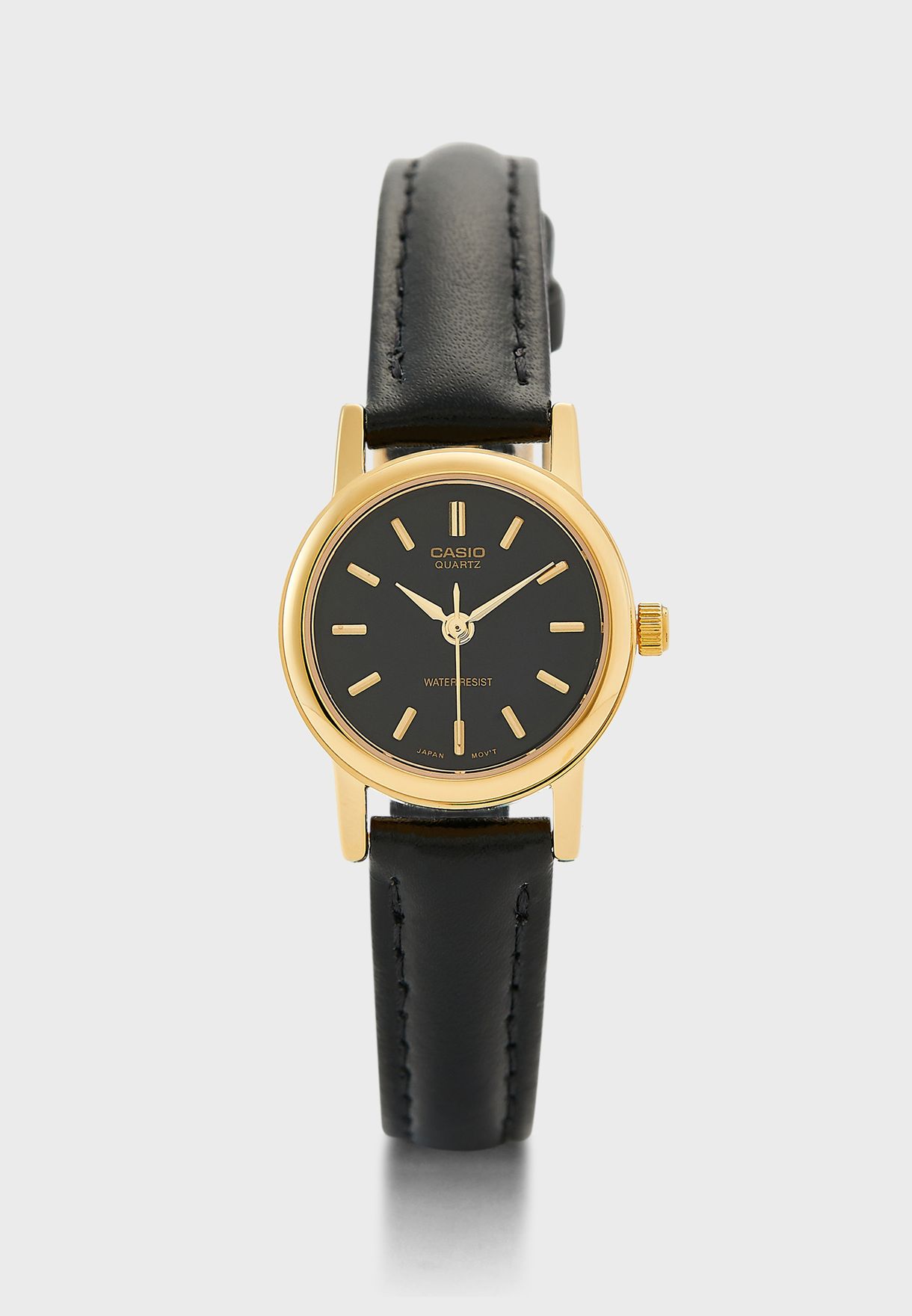 casio black leather watch