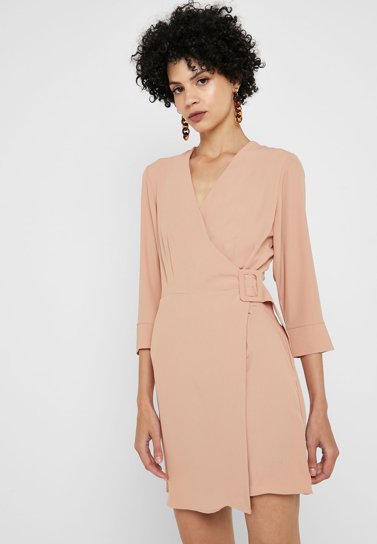Buy Topshop pink Belted Wrap Dress for Women in MENA, Worldwide