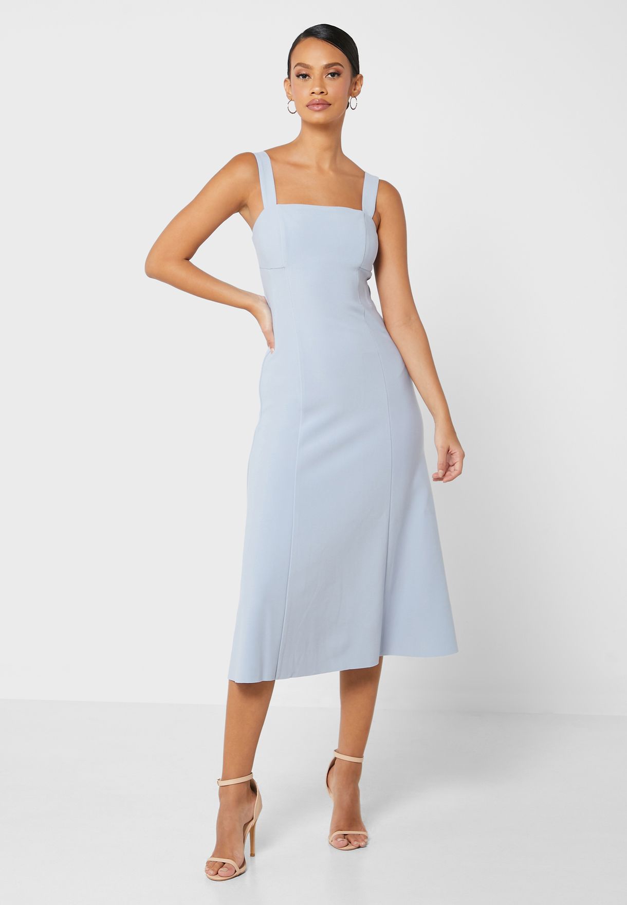 Cece Square Neck Ruffle Hem Dress