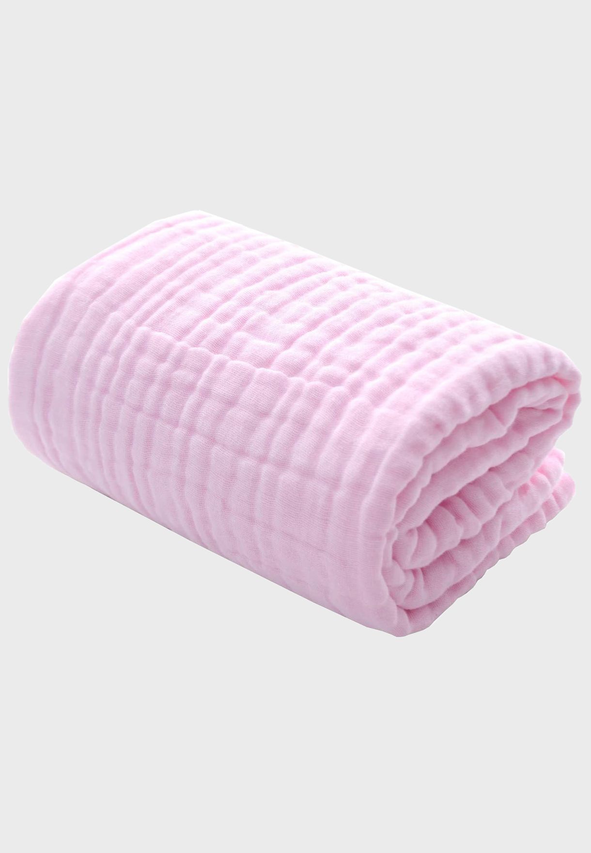 Set Of 2 Organic Muslin Bath Towels - Pink & White
