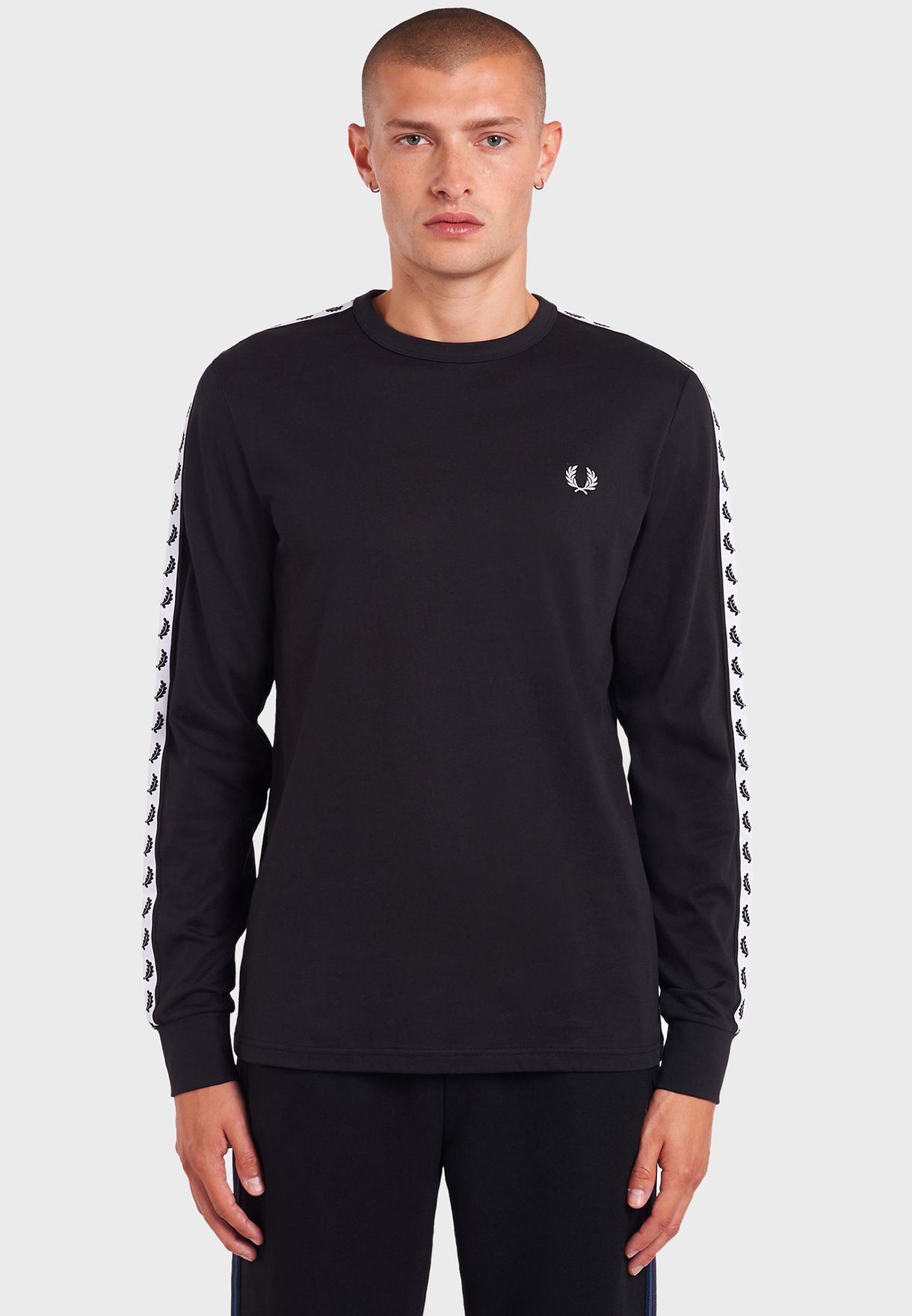 Buy Fred Perry black Taped Crew Neck T-Shirt for Men in MENA, Worldwide