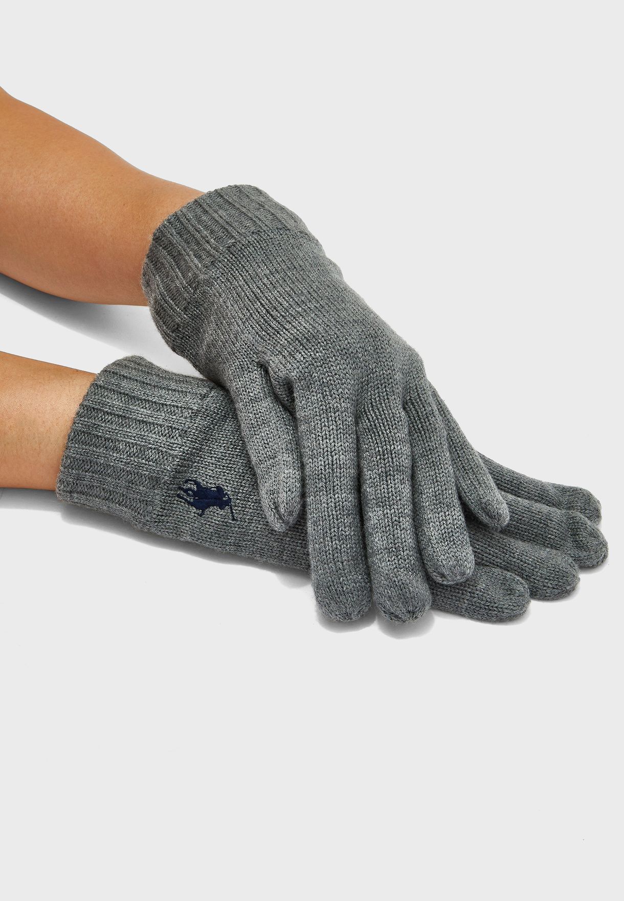 Buy Polo Ralph Lauren grey Merino Plain Gloves for Men in Muscat, Salalah