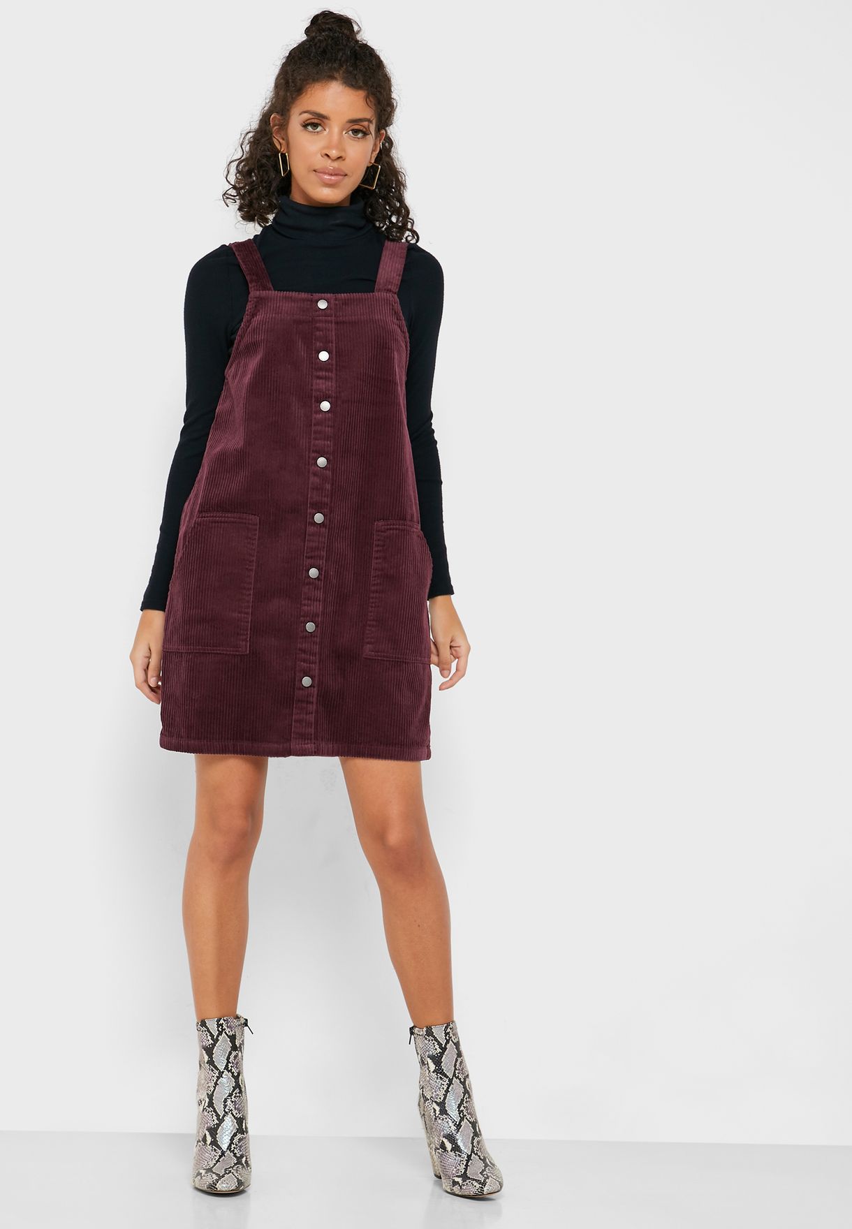 new look cord dungaree dress