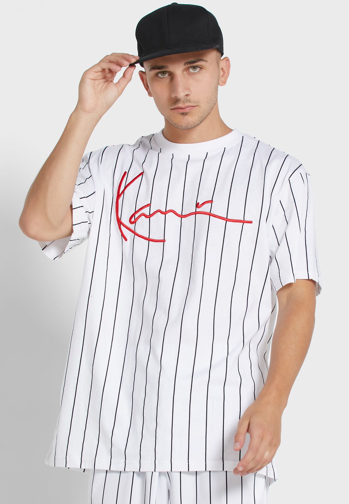 Buy Karl Kani white Signature Pinstripe T-Shirt for Men in MENA, Worldwide