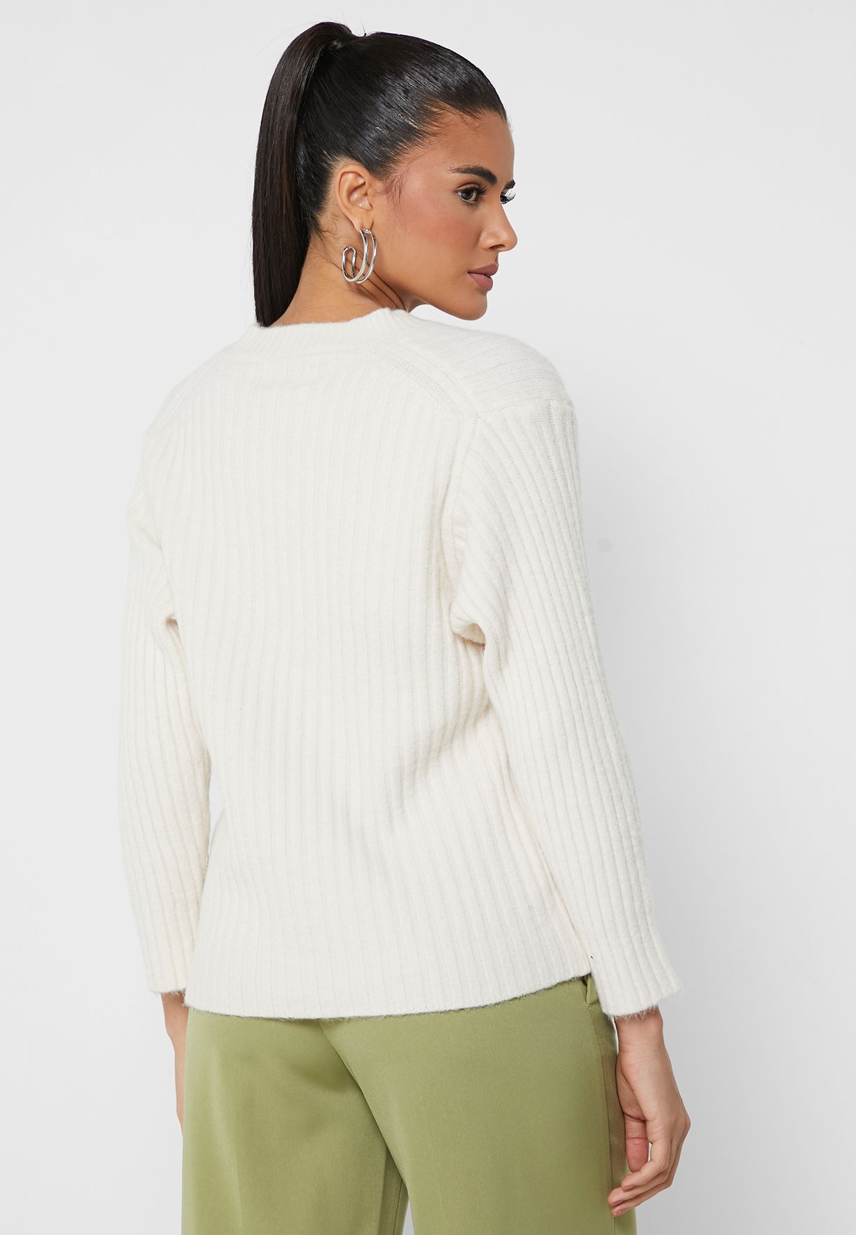Solid V-Neck Sweater
