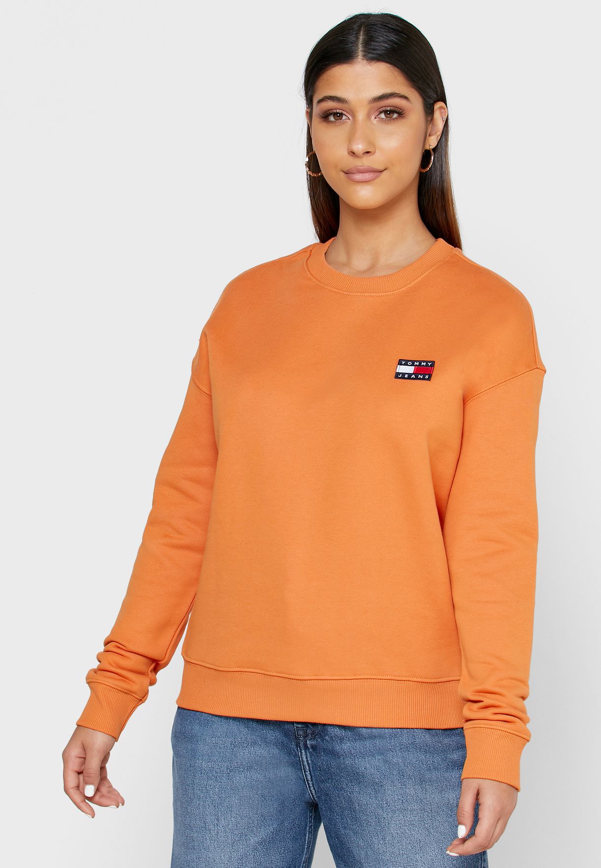 tommy jeans orange sweatshirt