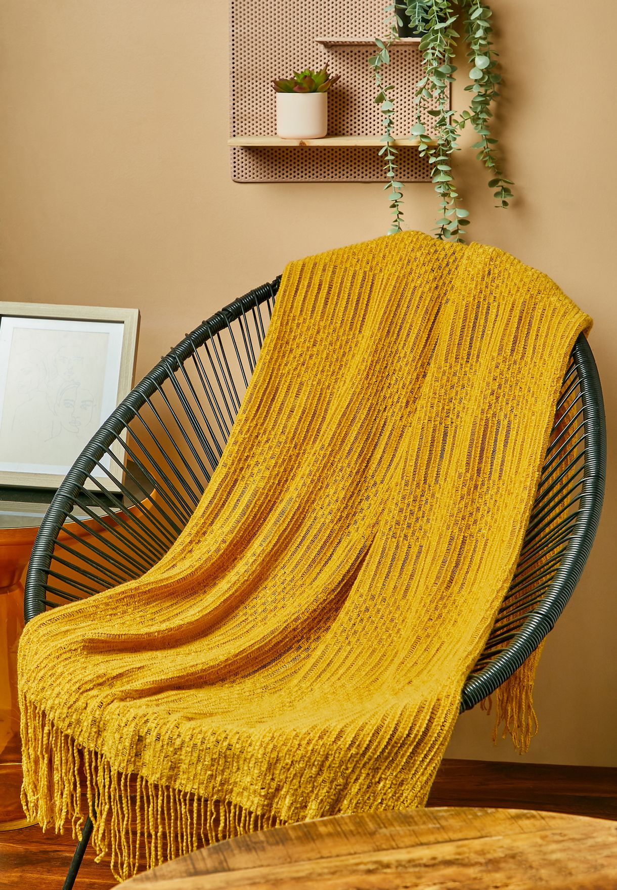 Yellow Knitted Blanket 127*152Cm