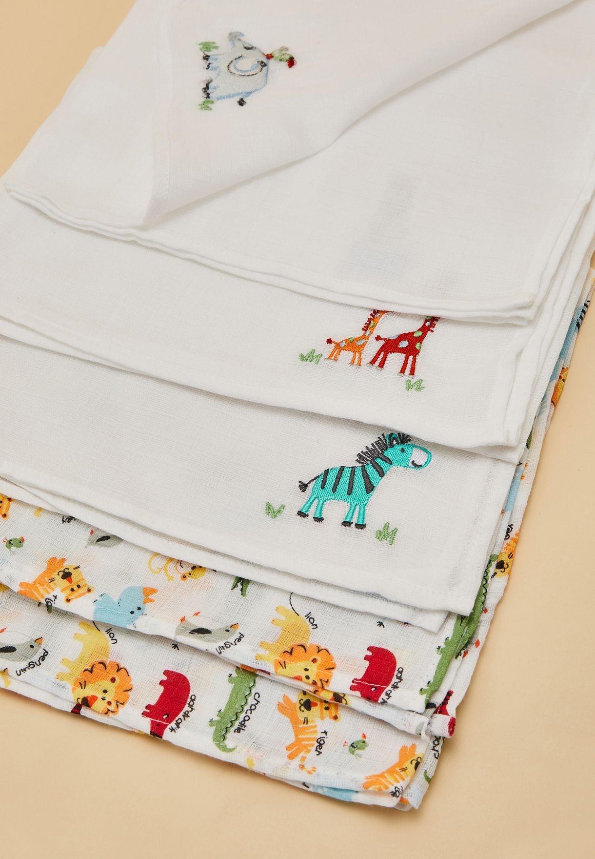 5-Pack Jungle Embroidered Muslins