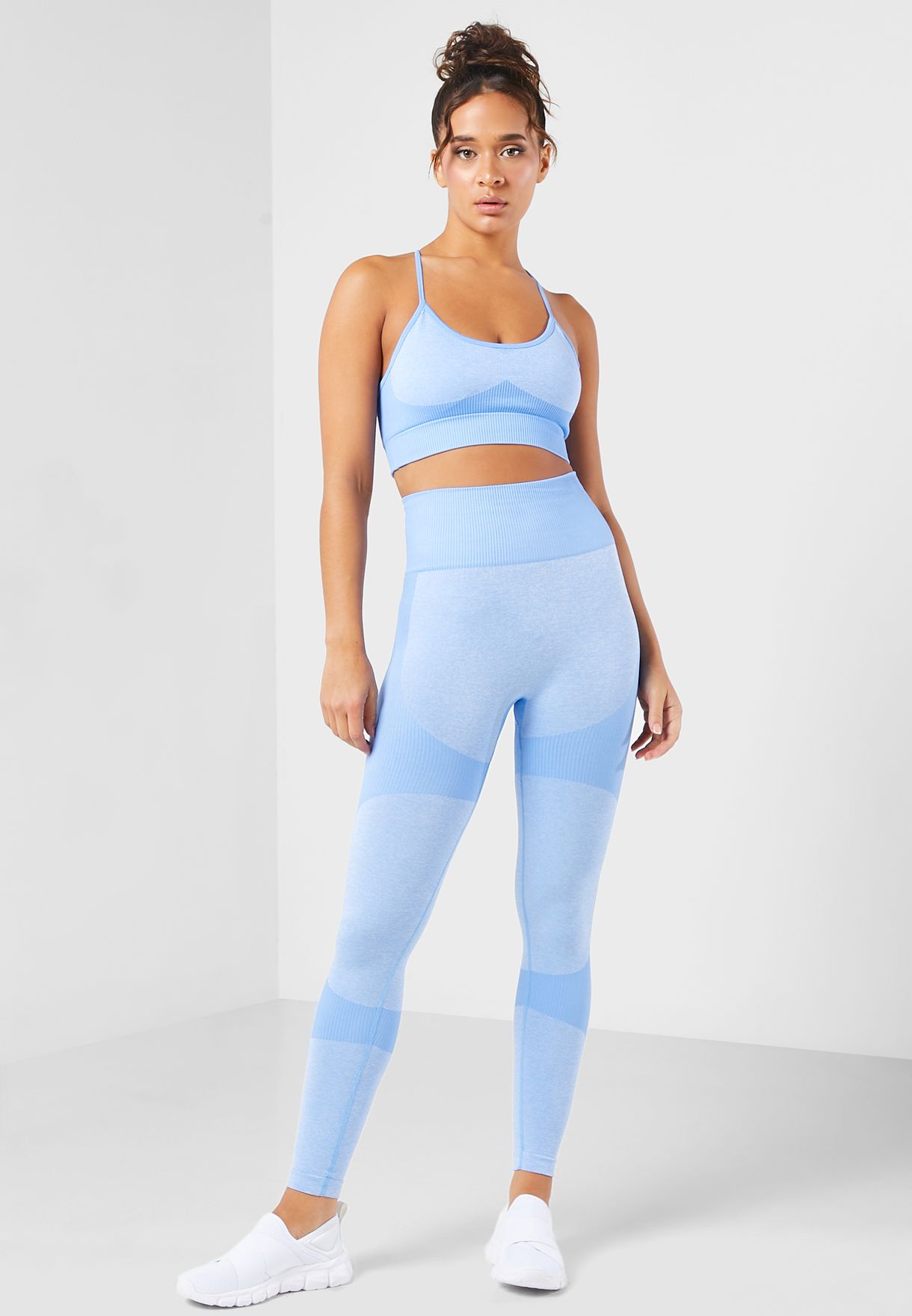 Buy FRWD blue Two Tone Effect Athletic Bra And Leggings Set for Women ...