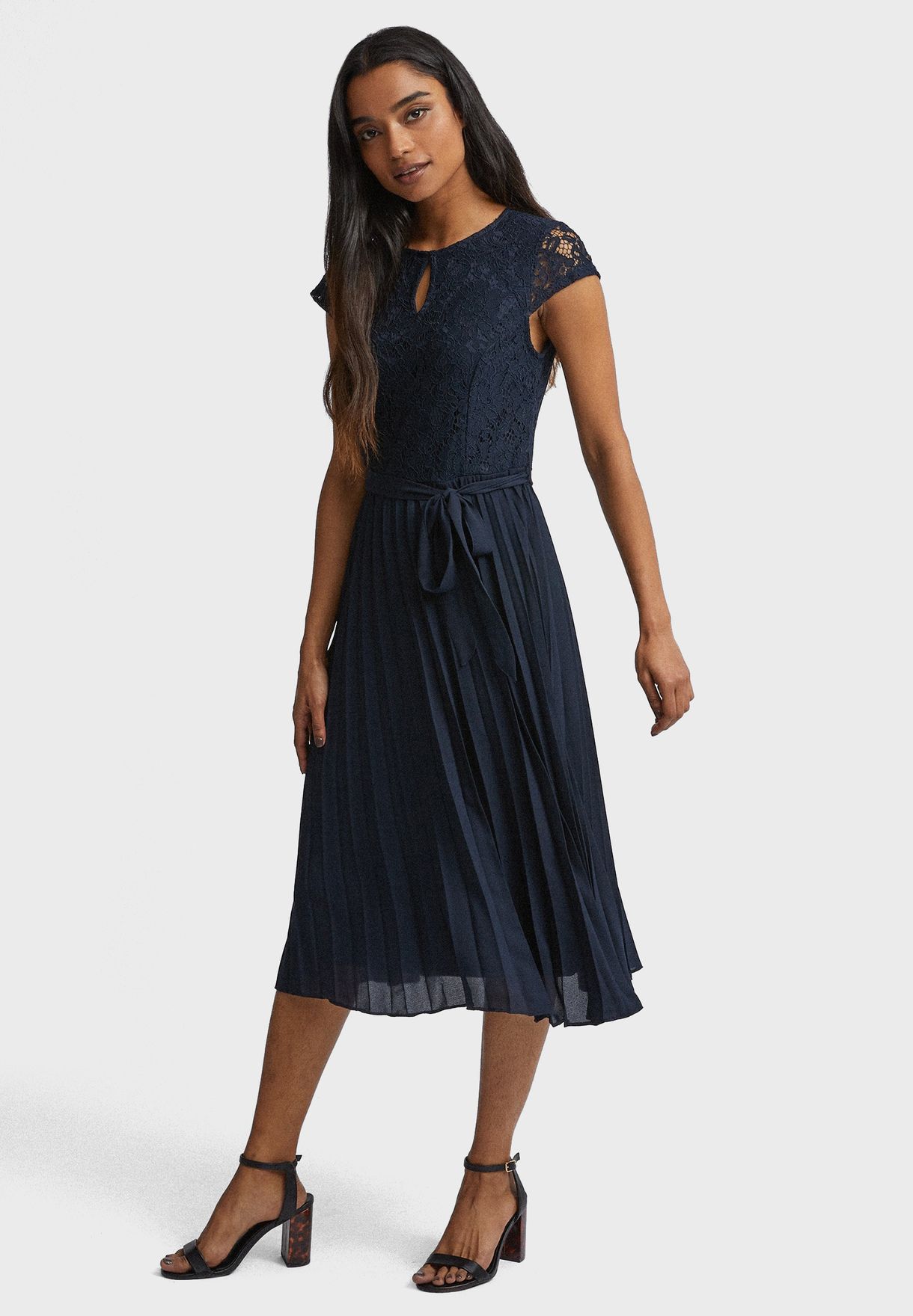 navy plisse dress