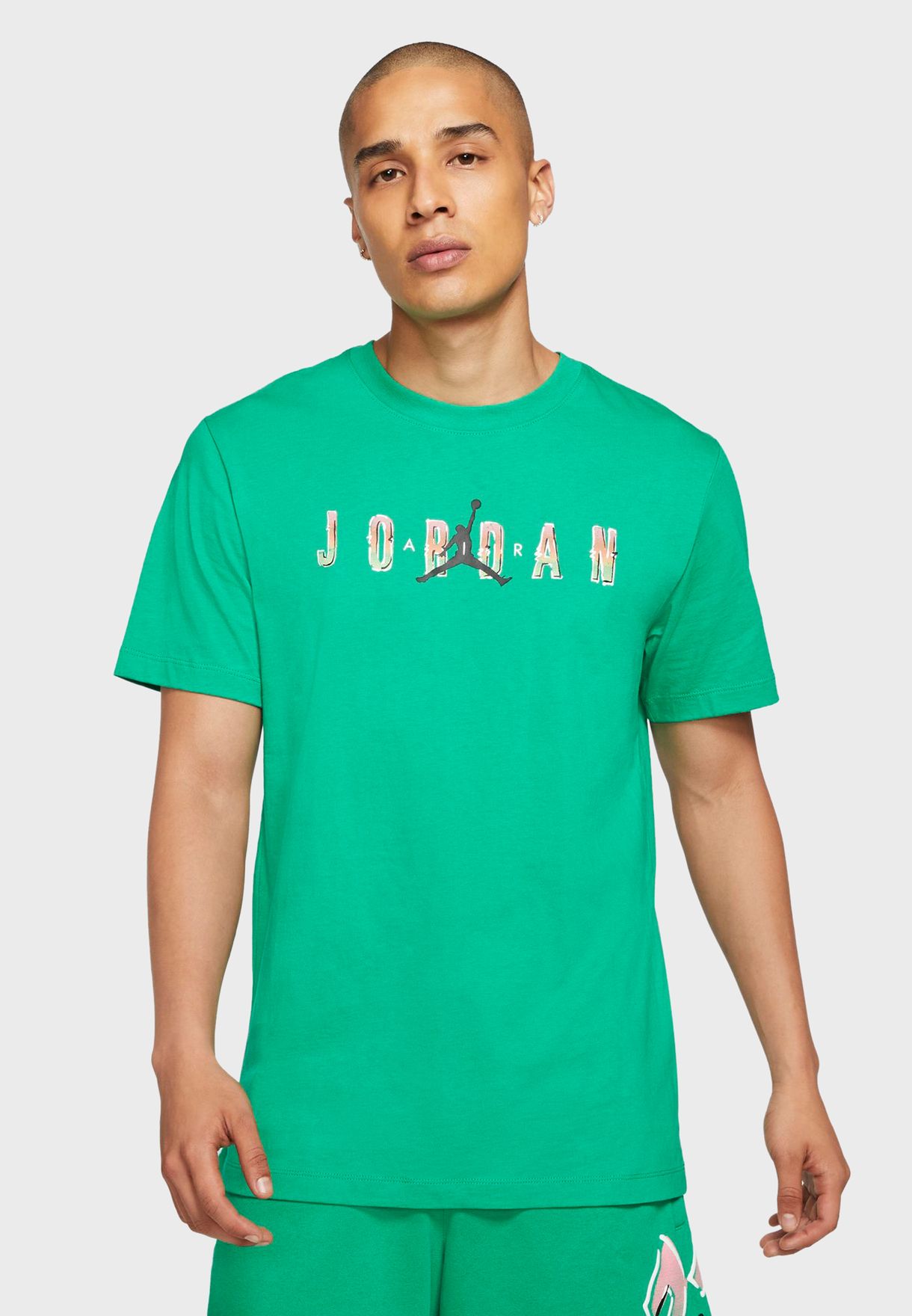 green and orange jordan shirt