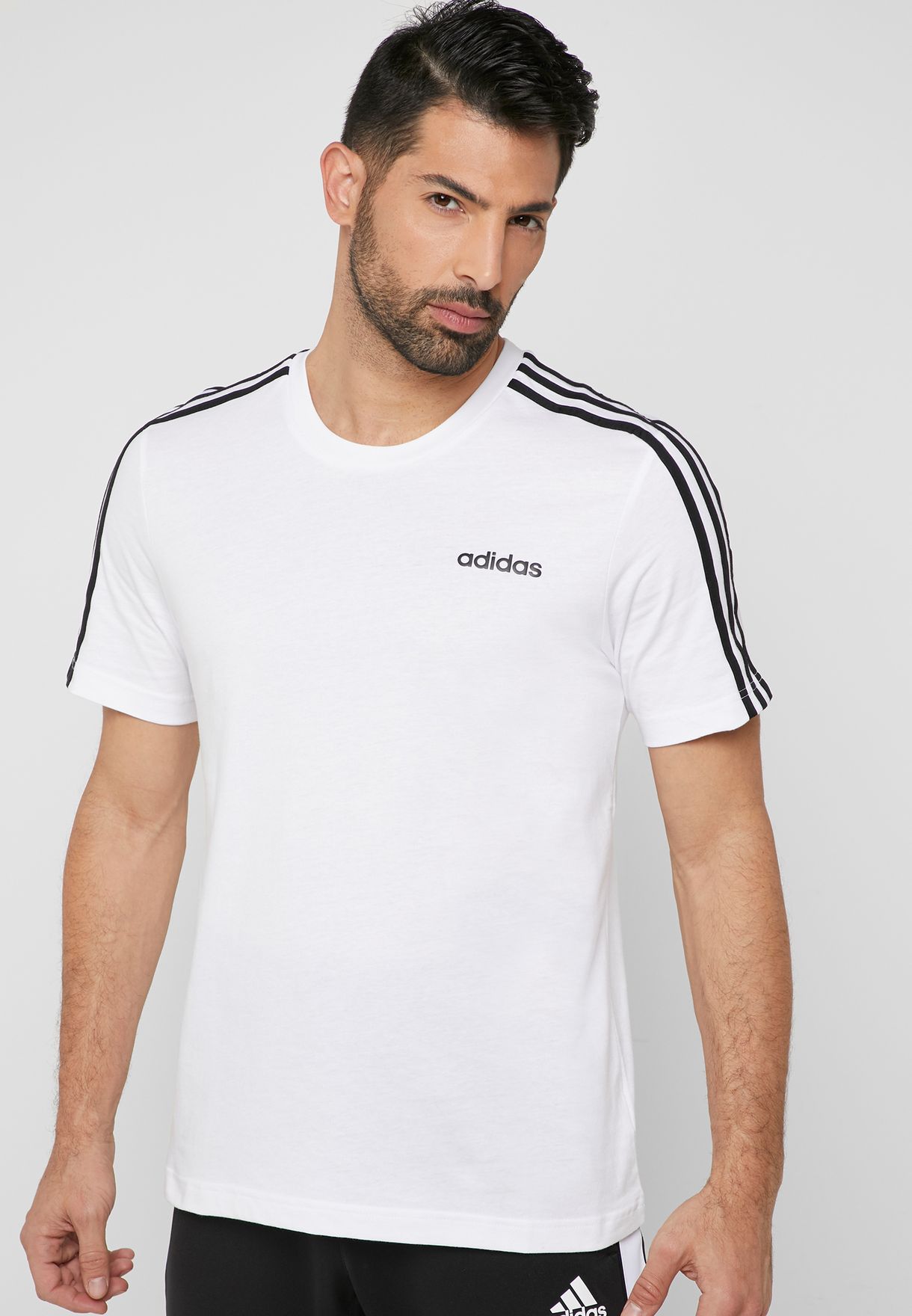 Buy adidas white 3 Stripe Essential T-Shirt for Men in MENA, Worldwide |  DU0441