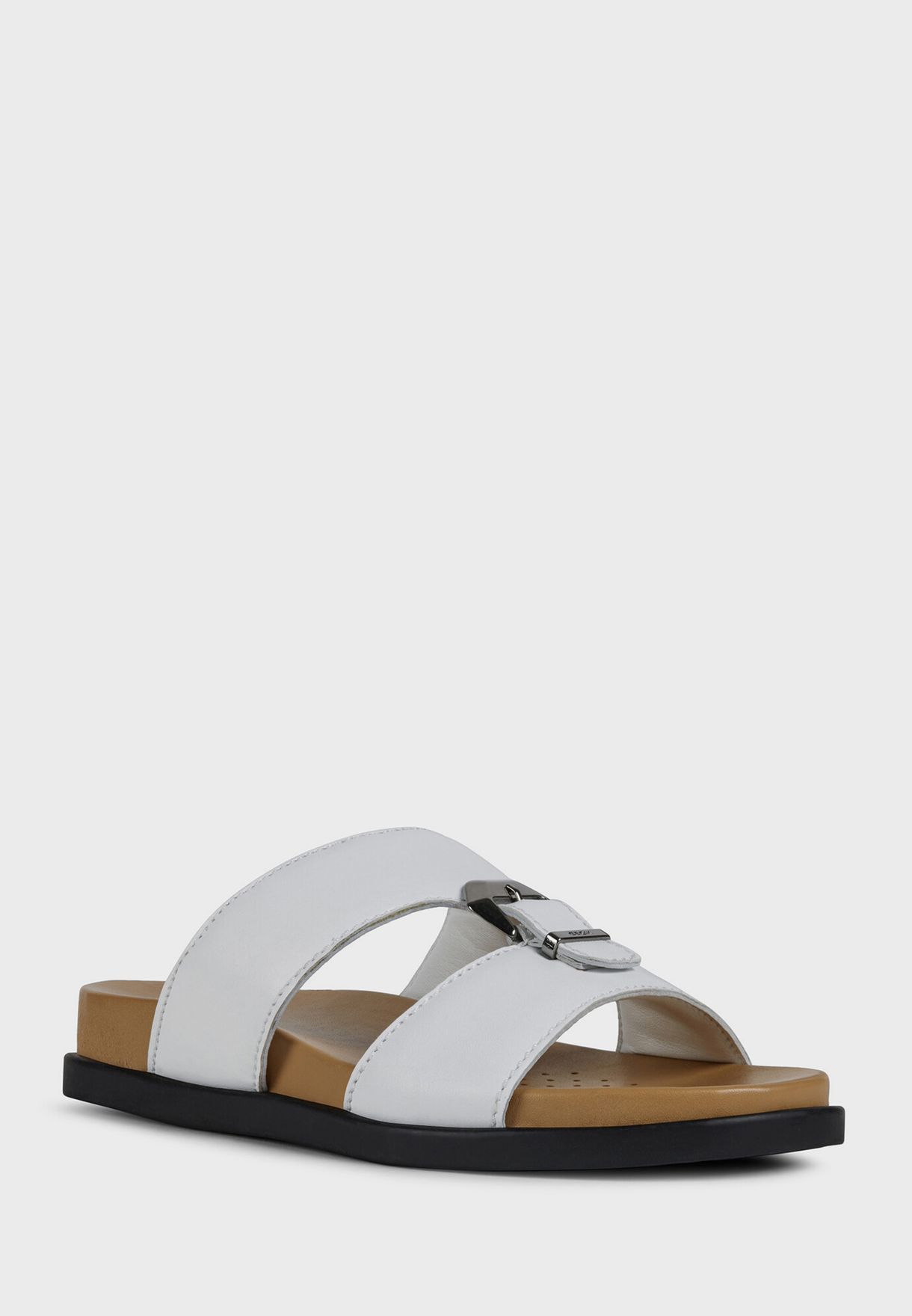 white double strap sandals