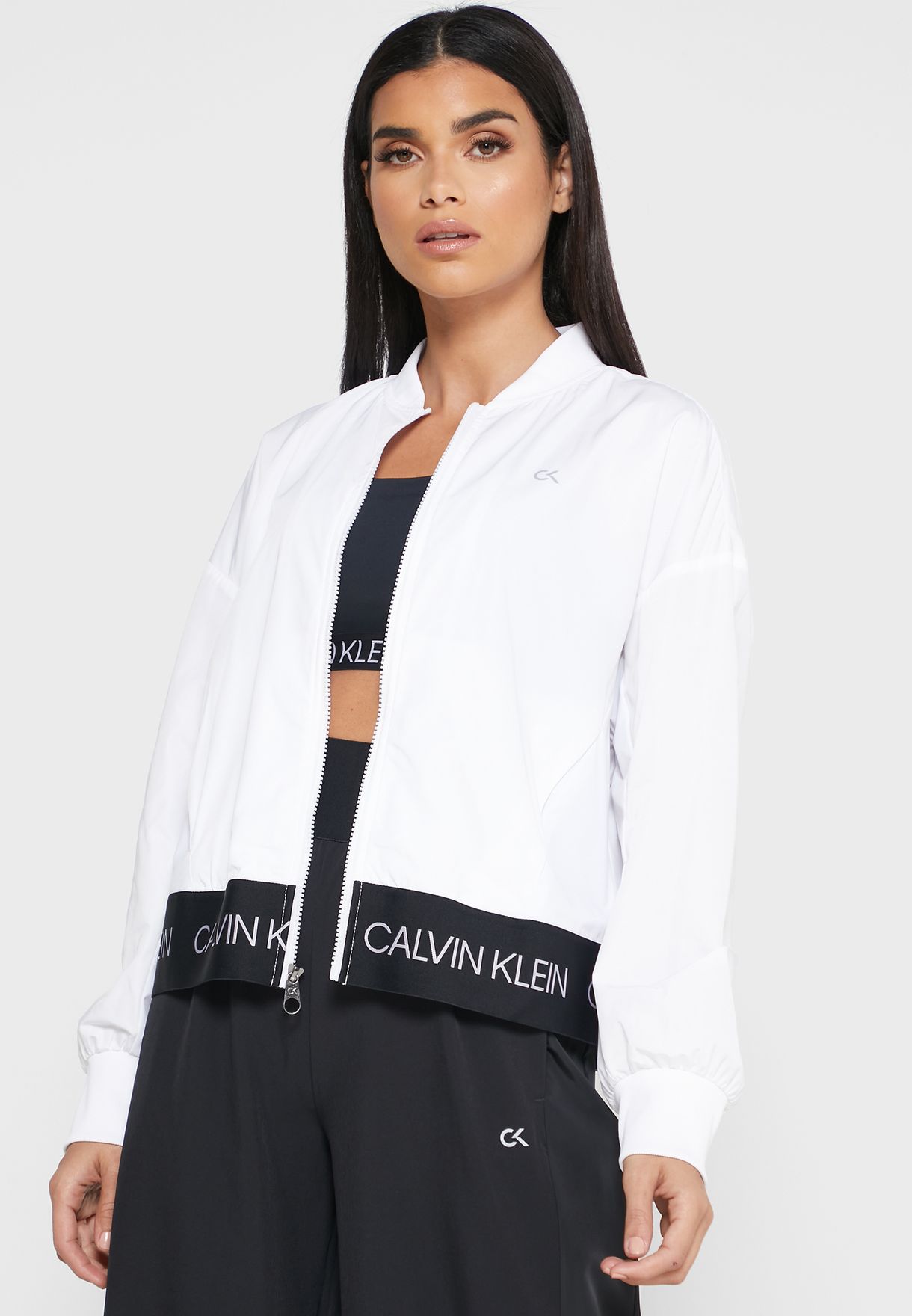 Buy Calvin Klein Performance white Logo Bomber Jacket for Women in MENA,  Worldwide