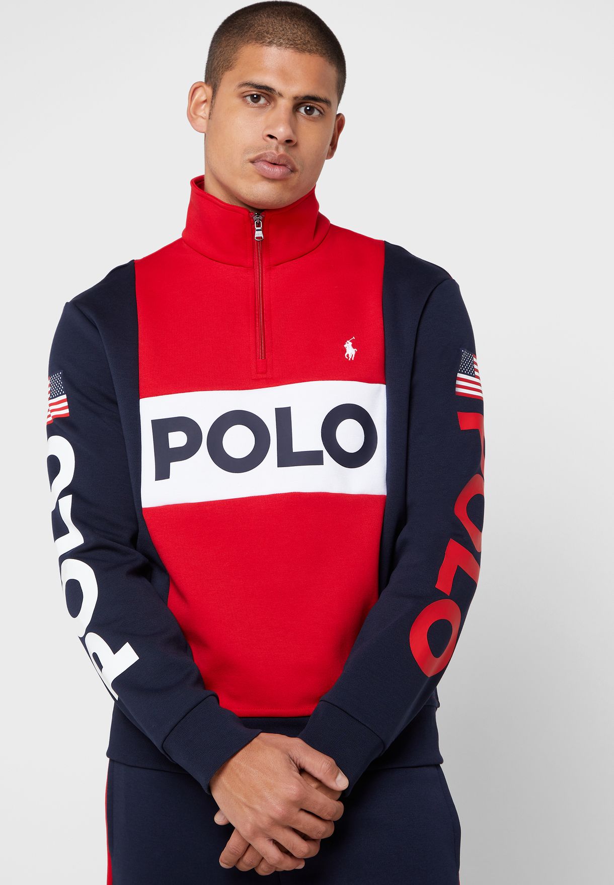 Buy Polo Ralph Lauren multicolor Color Block Half Zip Sweatshirt for Men in  MENA, Worldwide