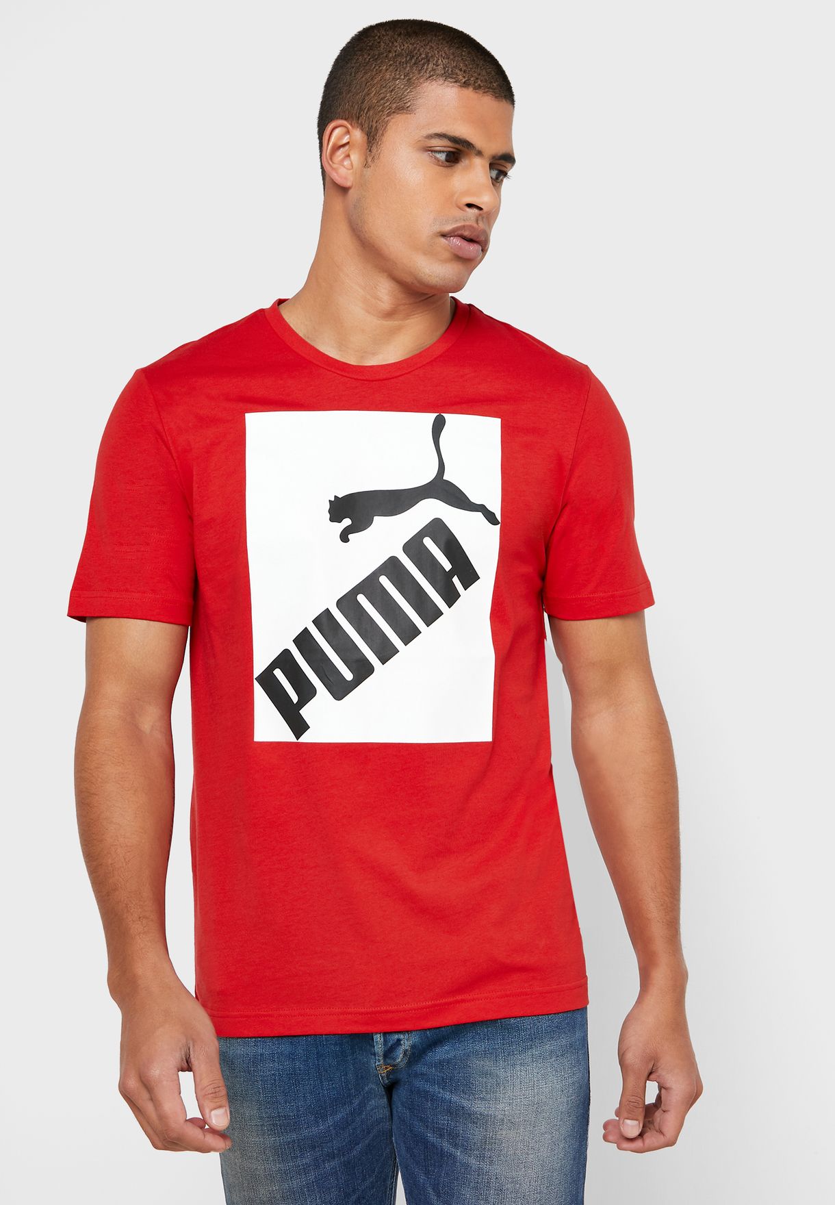 Belichamen diamant Bermad Buy PUMA red Big Logo T-Shirt for Men in MENA, Worldwide