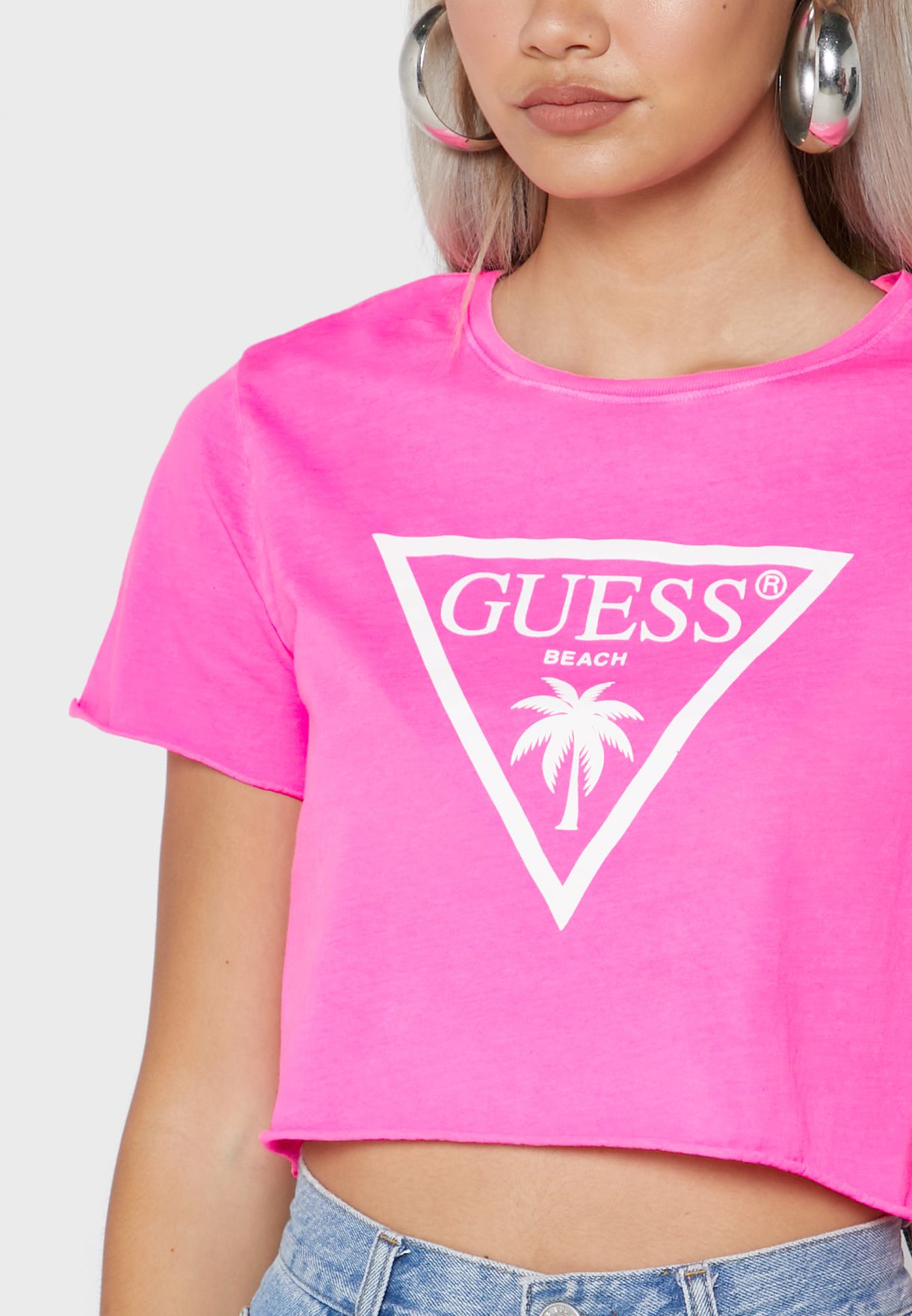 guess pink crop top