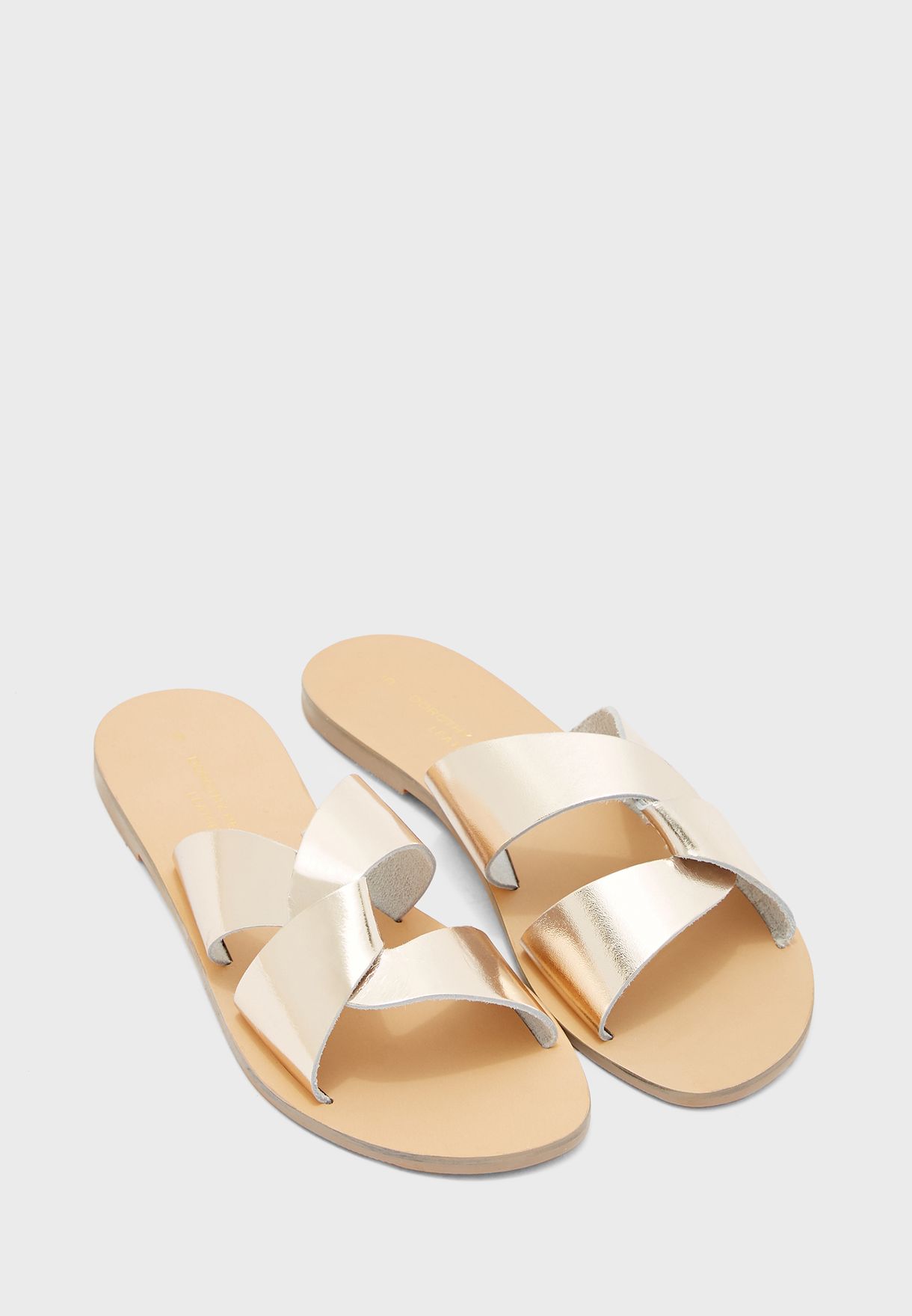 dorothy perkins gold flat sandals