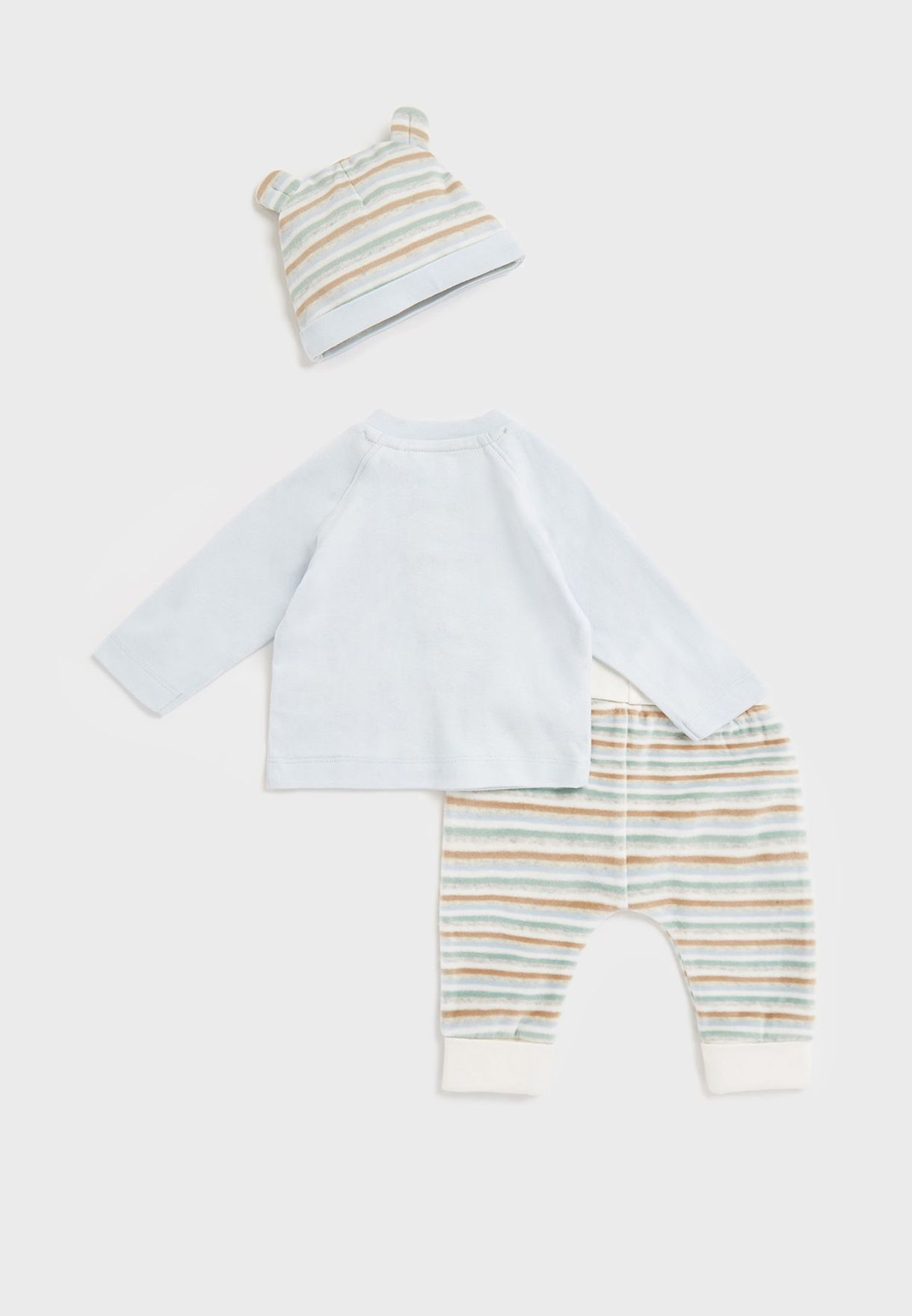 Infant 3 Piece Striped T-Shirt Jogger & Hat Set