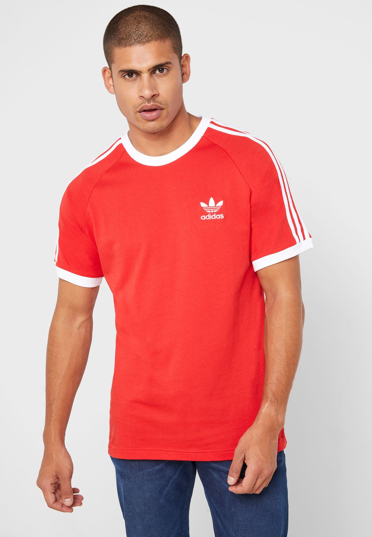 Buy adidas Originals red 3 Stripe T-Shirt for Men in MENA, Worldwide |  FM3770