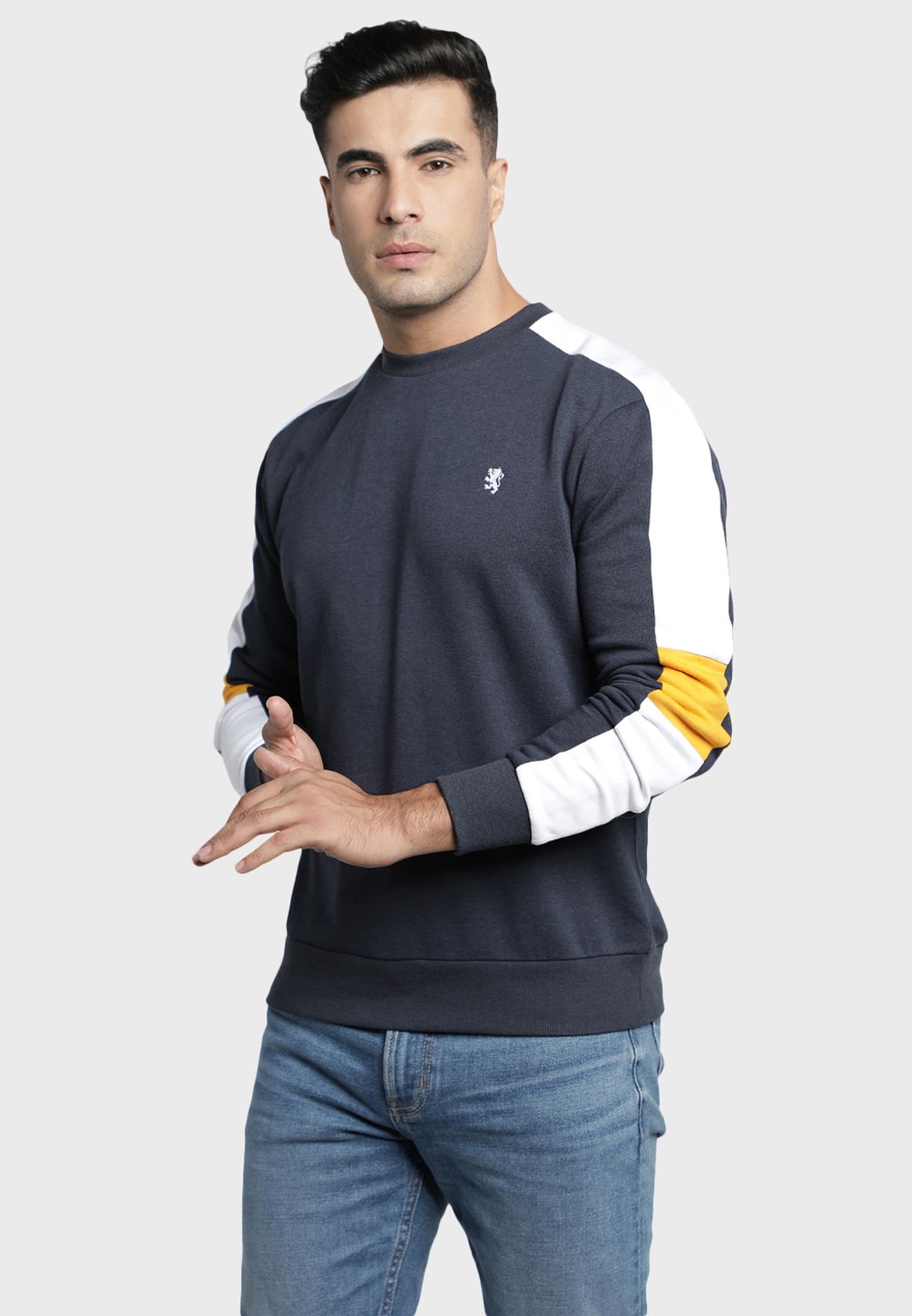 red tape full sleeve color block men sweatshirt