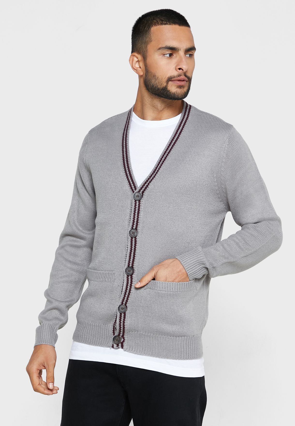 Bravesoul Knitted Cardigan With Ribbed Welt