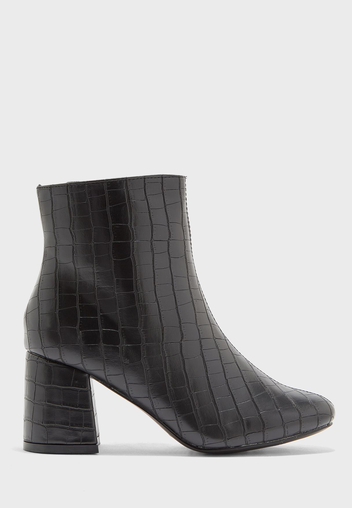 Wide Fit Croc Detail Ankle Boot 