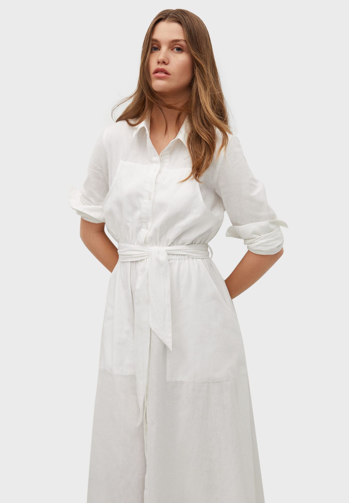 midi button down shirt dress