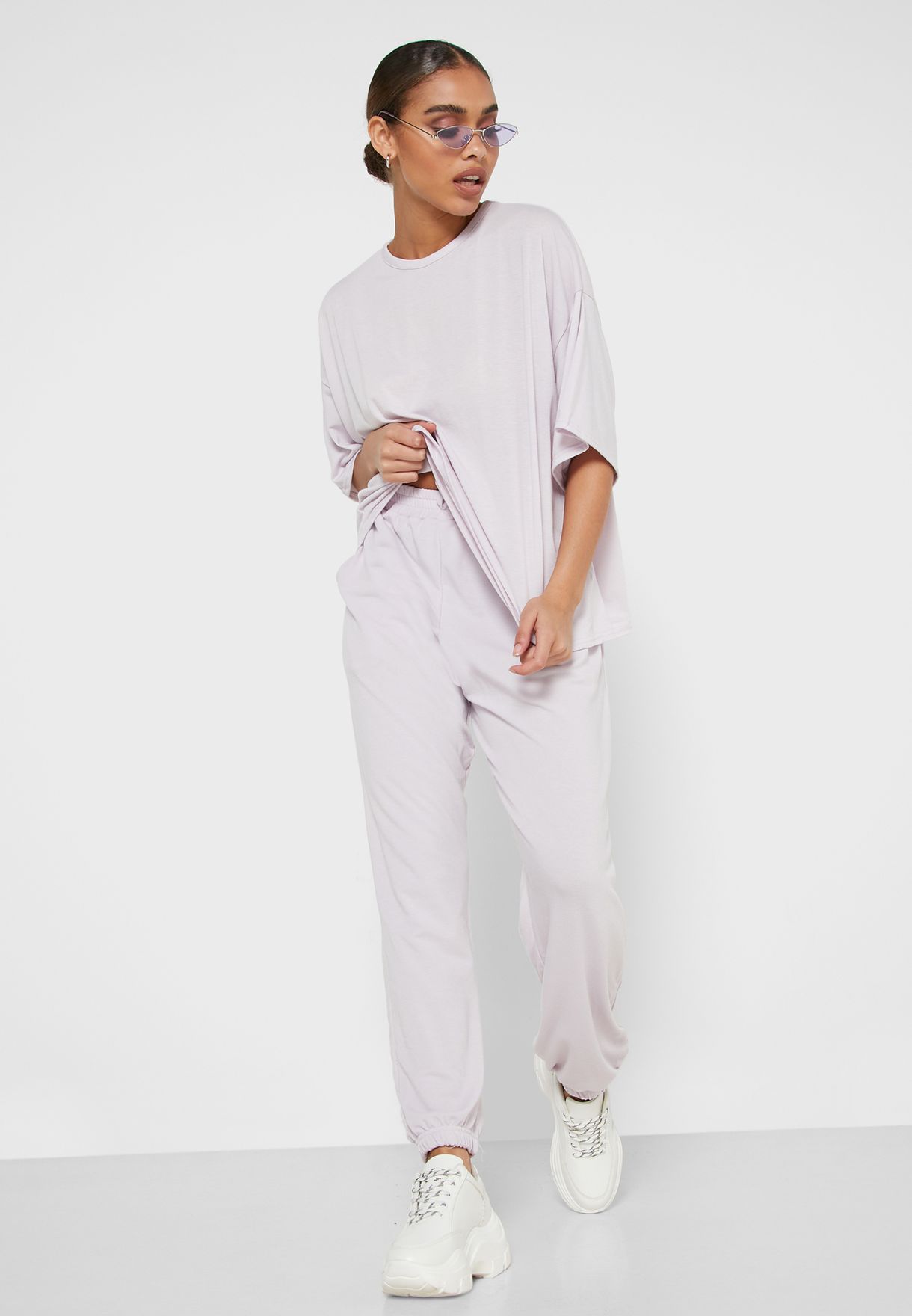 Buy Missguided Petite Purple Oversized T Shirt Amp Jogger Set For Women In Mena Worldwide Zx9221398