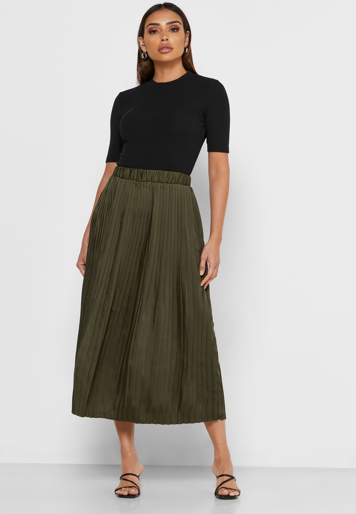 Buy Vila green Plisse Midi Skirt for Women in MENA, Worldwide