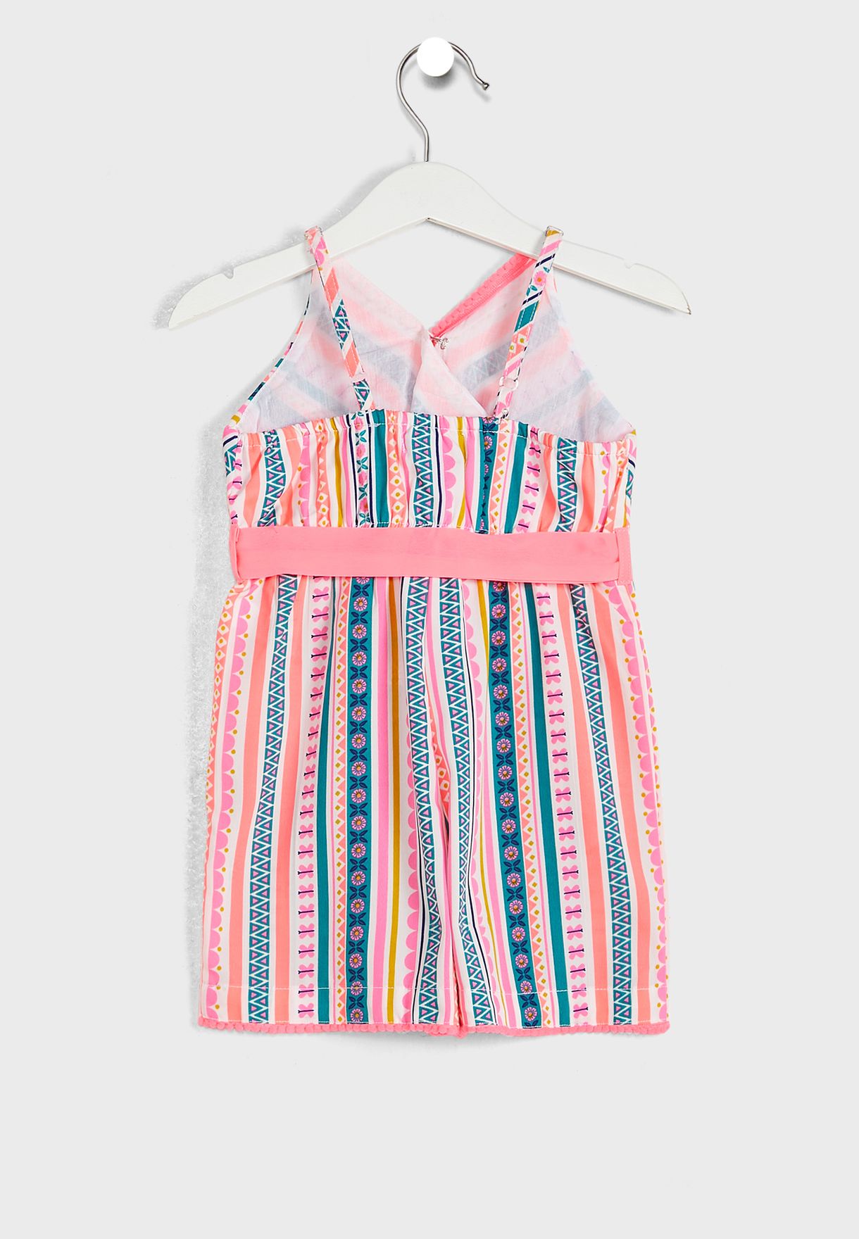 Nauti Nati Girls Pink Blue Printed Jumpsuit