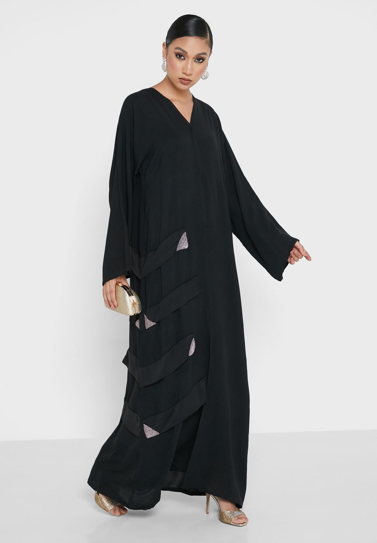 Buy Hayas Closet black Longline Knitted Abaya for Women in MENA, Worldwide