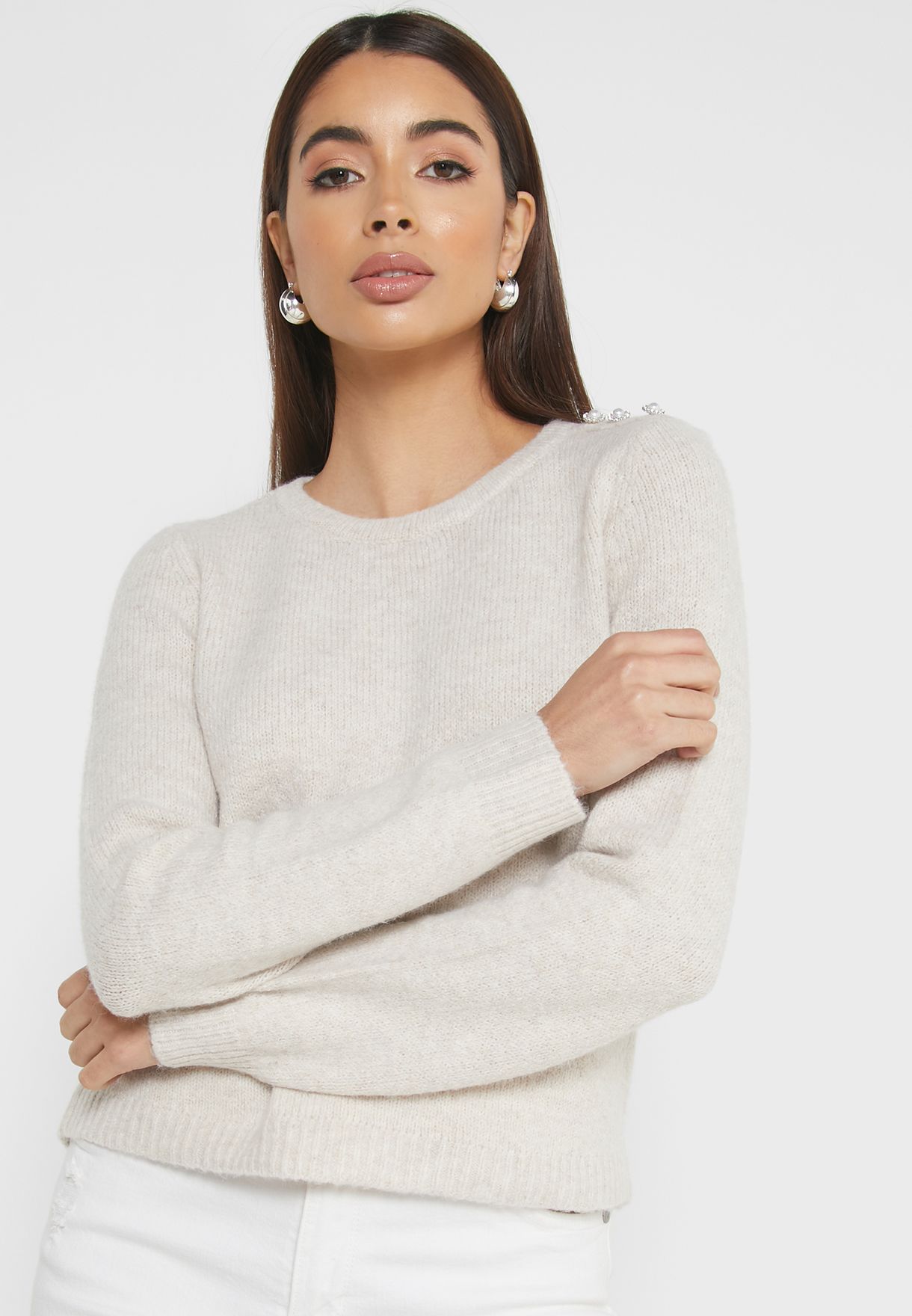 Buy Only grey Button Detail Sweater for Women in MENA, Worldwide | 15210836