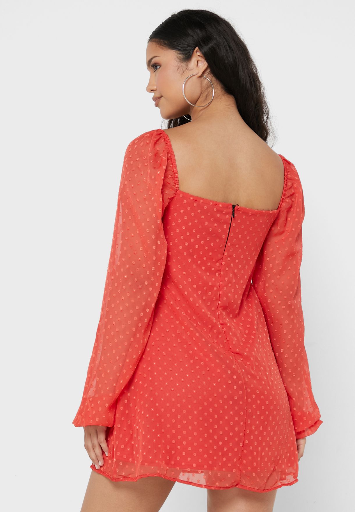 Printed Balloon Sleeve Dress