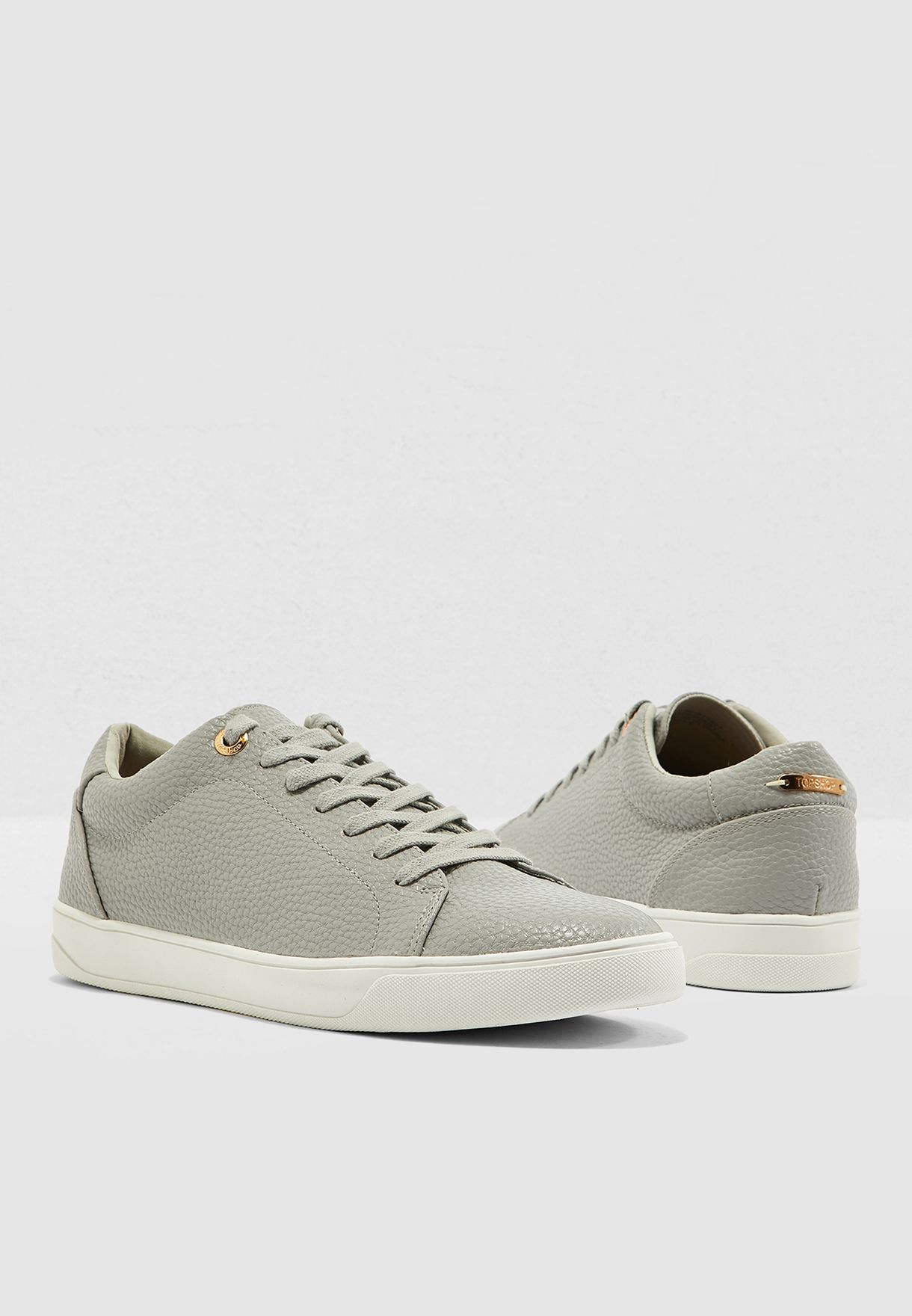 Buy Topshop grey Curly Lace Up Trainer 