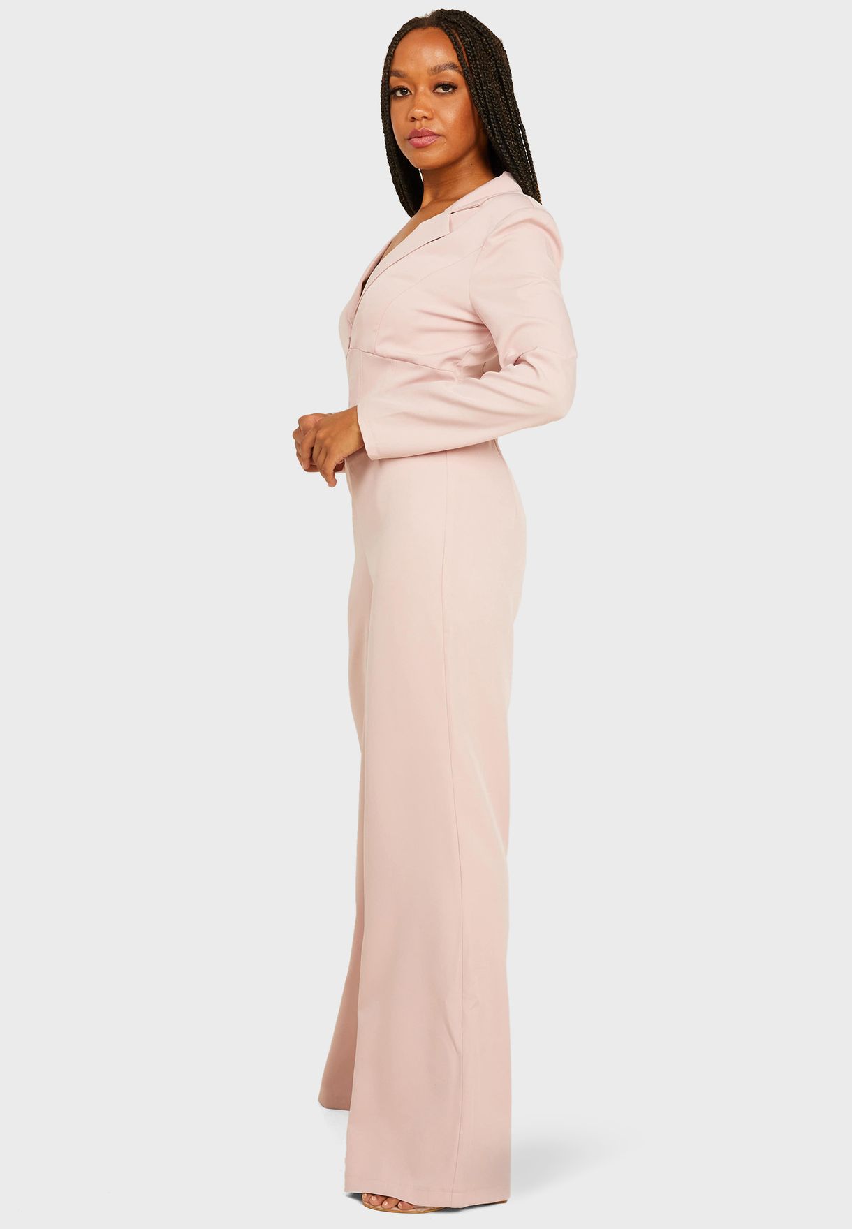 Collared Detail Long Sleeves Jumpsuit